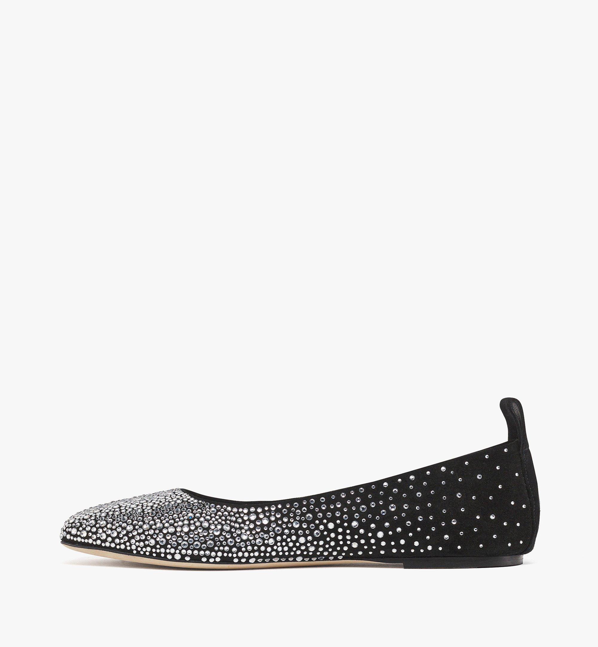 MCM Ballerina Shoes in Gradation Crystal Suede Black MESEAMM04BK039 Alternate View 1