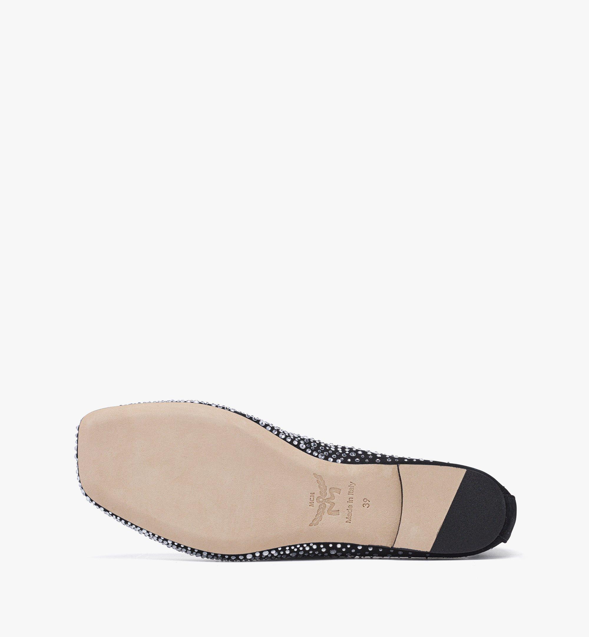 MCM Ballerina Shoes in Gradation Crystal Suede Black MESEAMM04BK039 Alternate View 3
