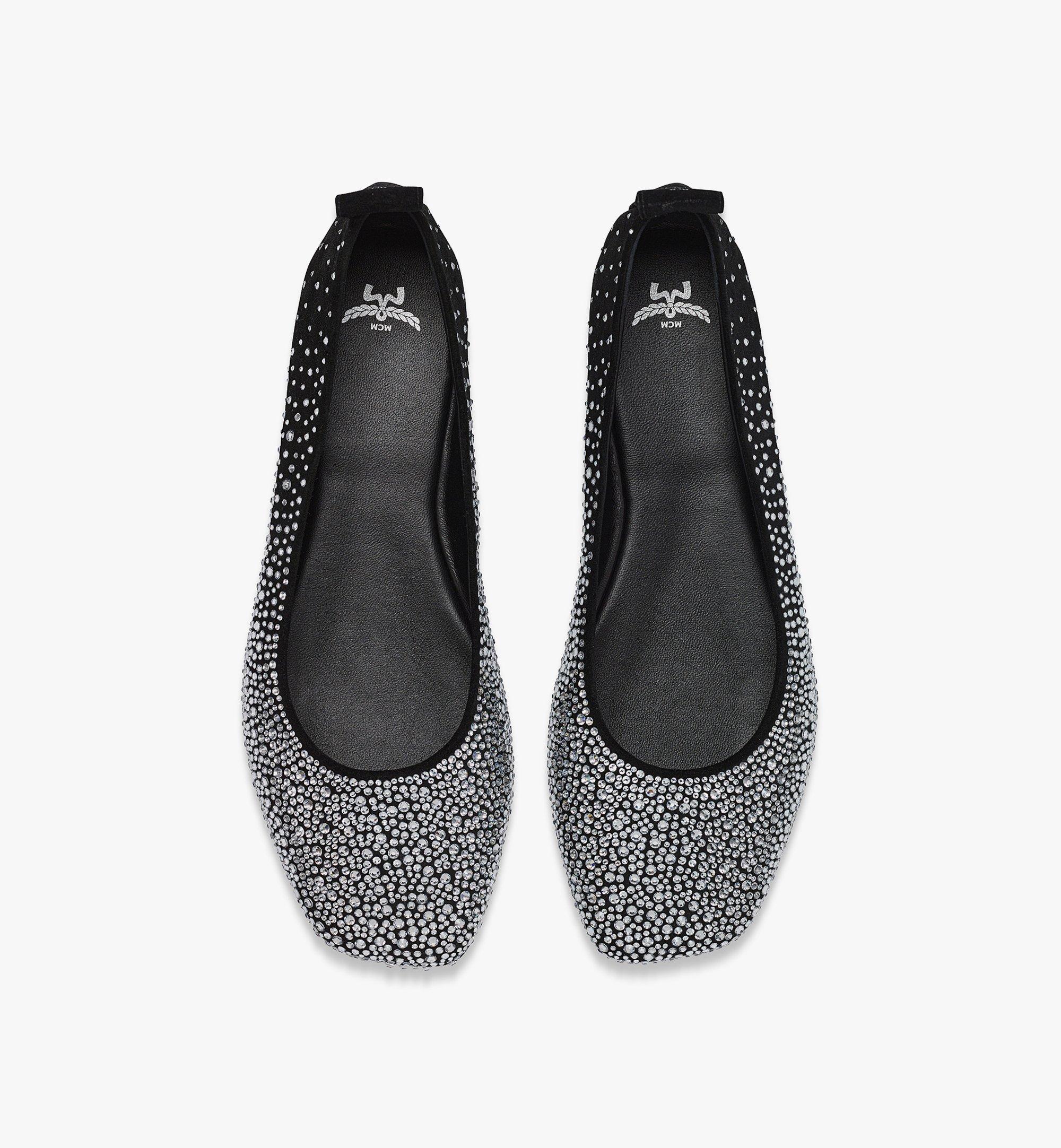 MCM Ballerina Shoes in Gradation Crystal Suede Black MESEAMM04BK039 Alternate View 4