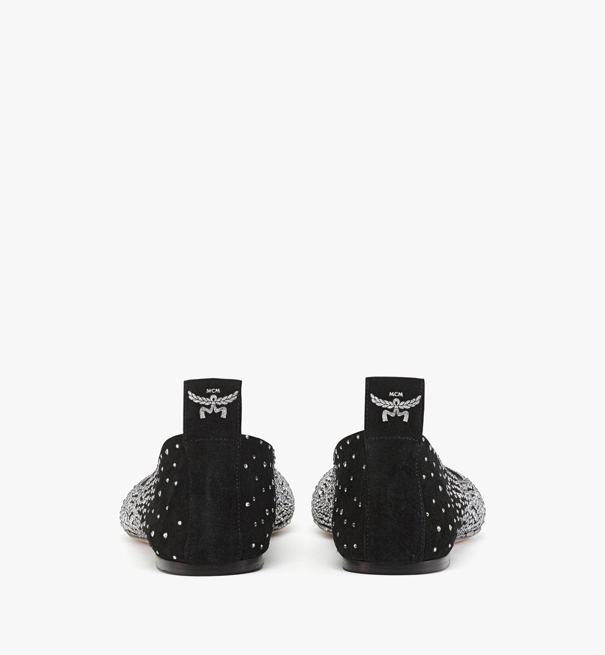 MCM Ballerina Shoes in Gradation Crystal Suede Black MESEAMM04BK041 Alternate View 2