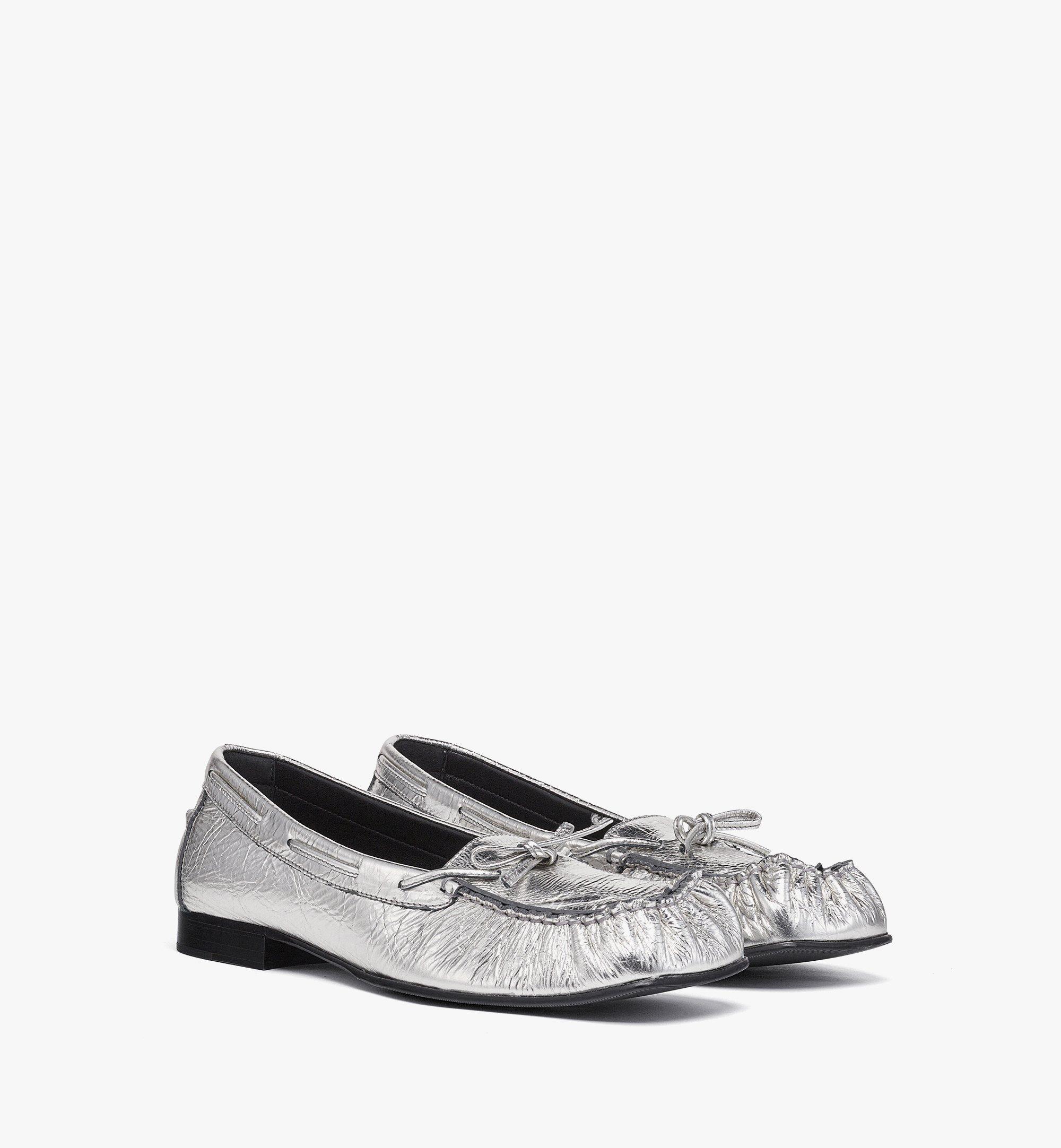 36 IT Moccasin in Metallic Calf Leather Silver | MCM ®US 