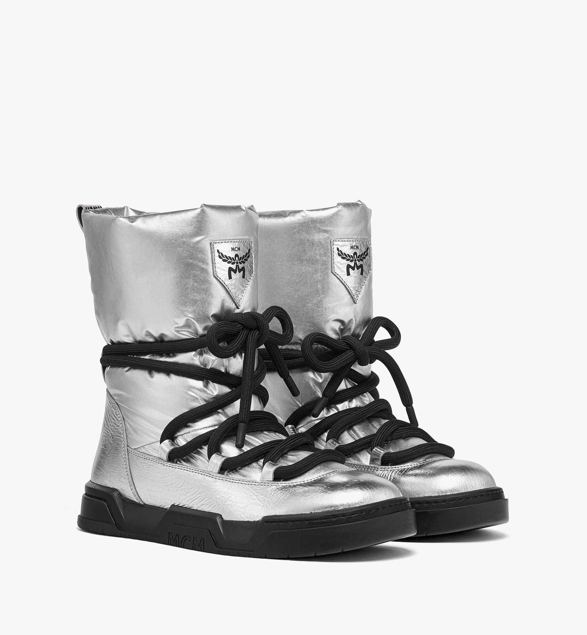 MCM Bottines Skyward en cuir de veau métallisé Silver MESEASW02SV038 Plus de photos 1