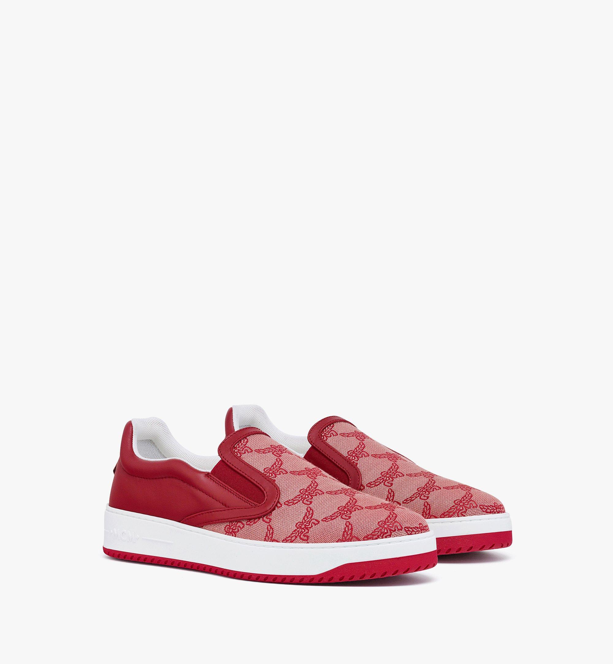 Mcm Neo Terrain Slip-on Sneakers In Lauretos Jacquard In Valentine Red