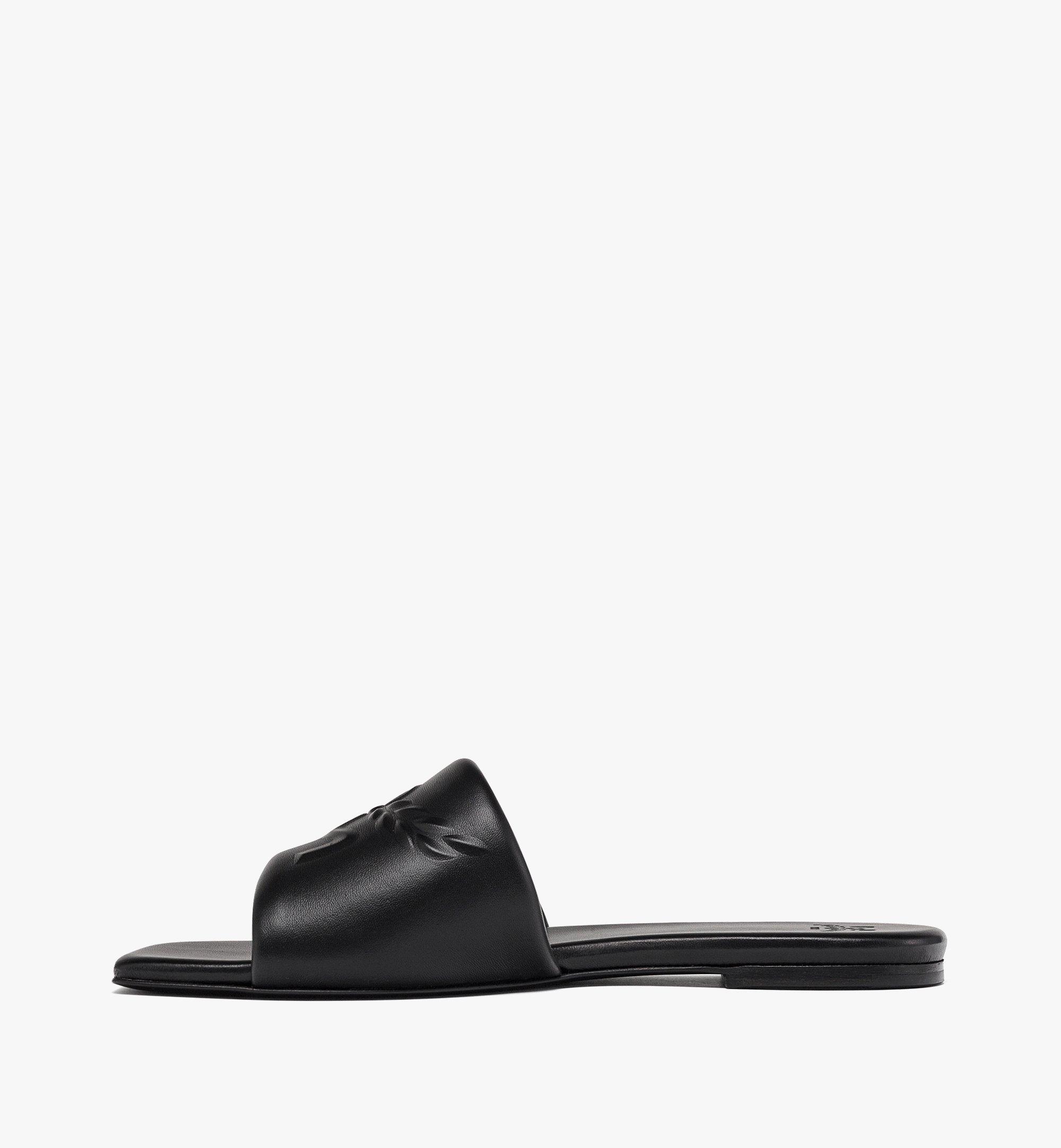 38 IT Laurel Flat Sandals in Lamb Leather Black | MCM ®US