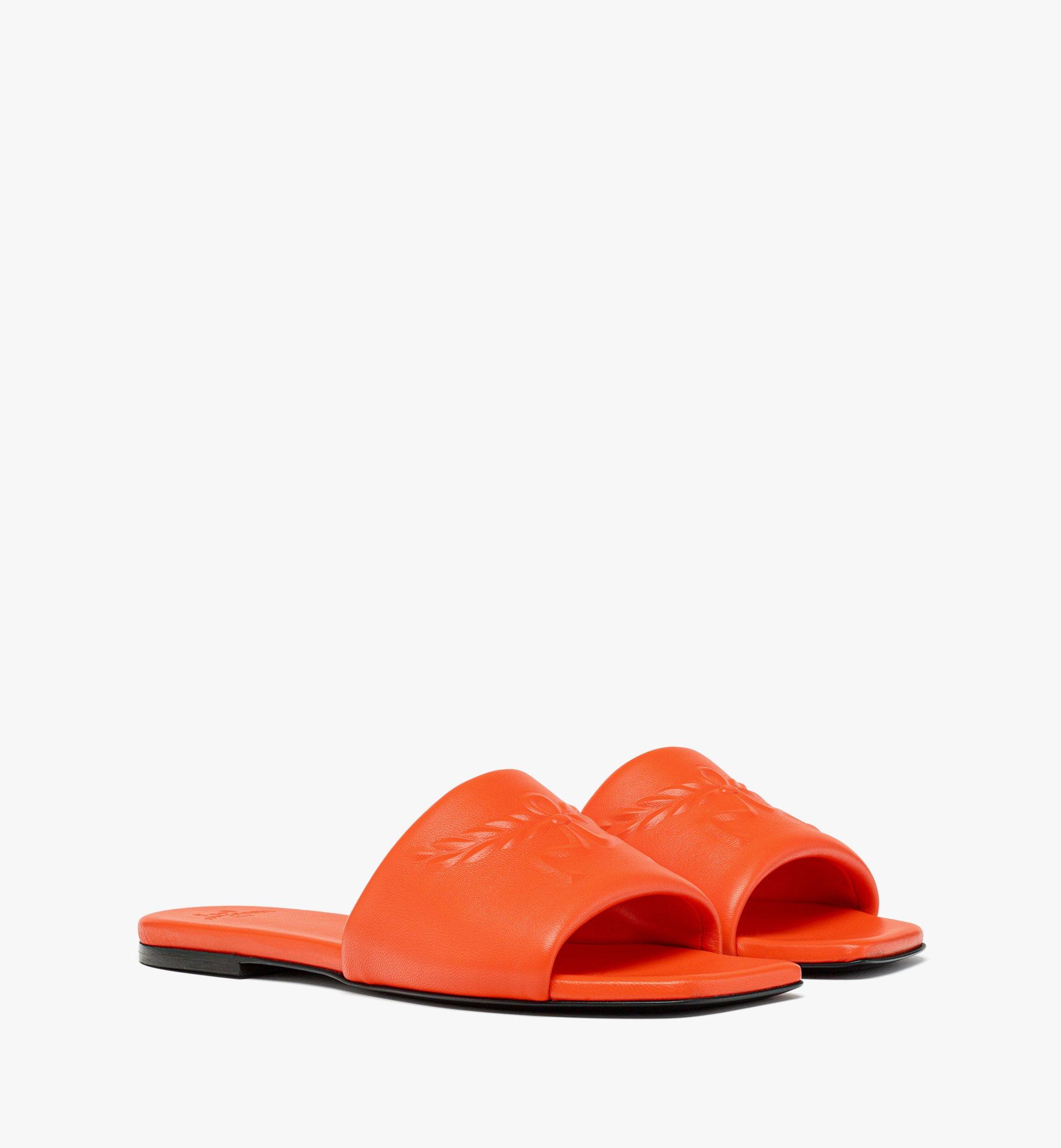 36 IT Laurel Flat Sandals in Lamb Leather Orange | MCM ®US