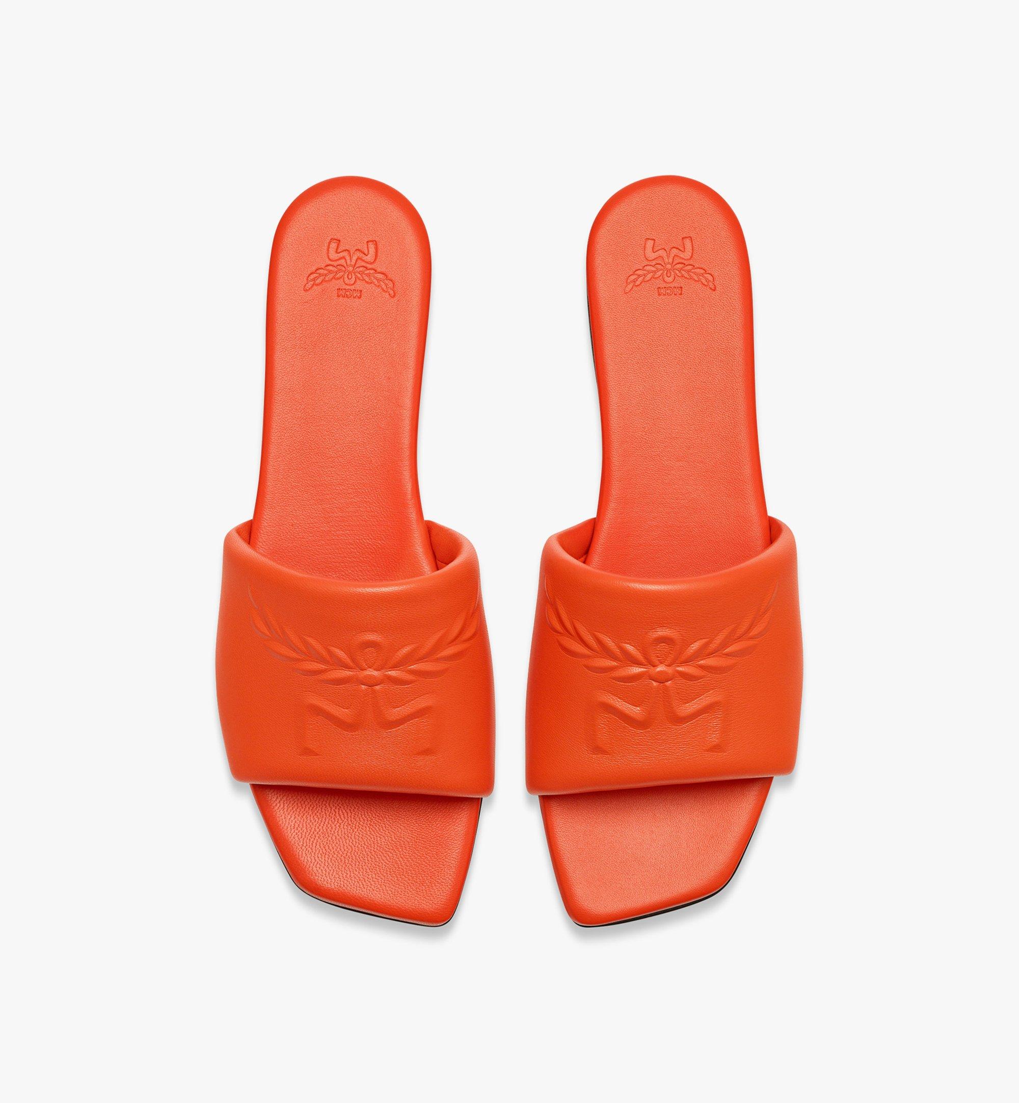 36 IT Laurel Flat Sandals in Lamb Leather Orange | MCM ®US