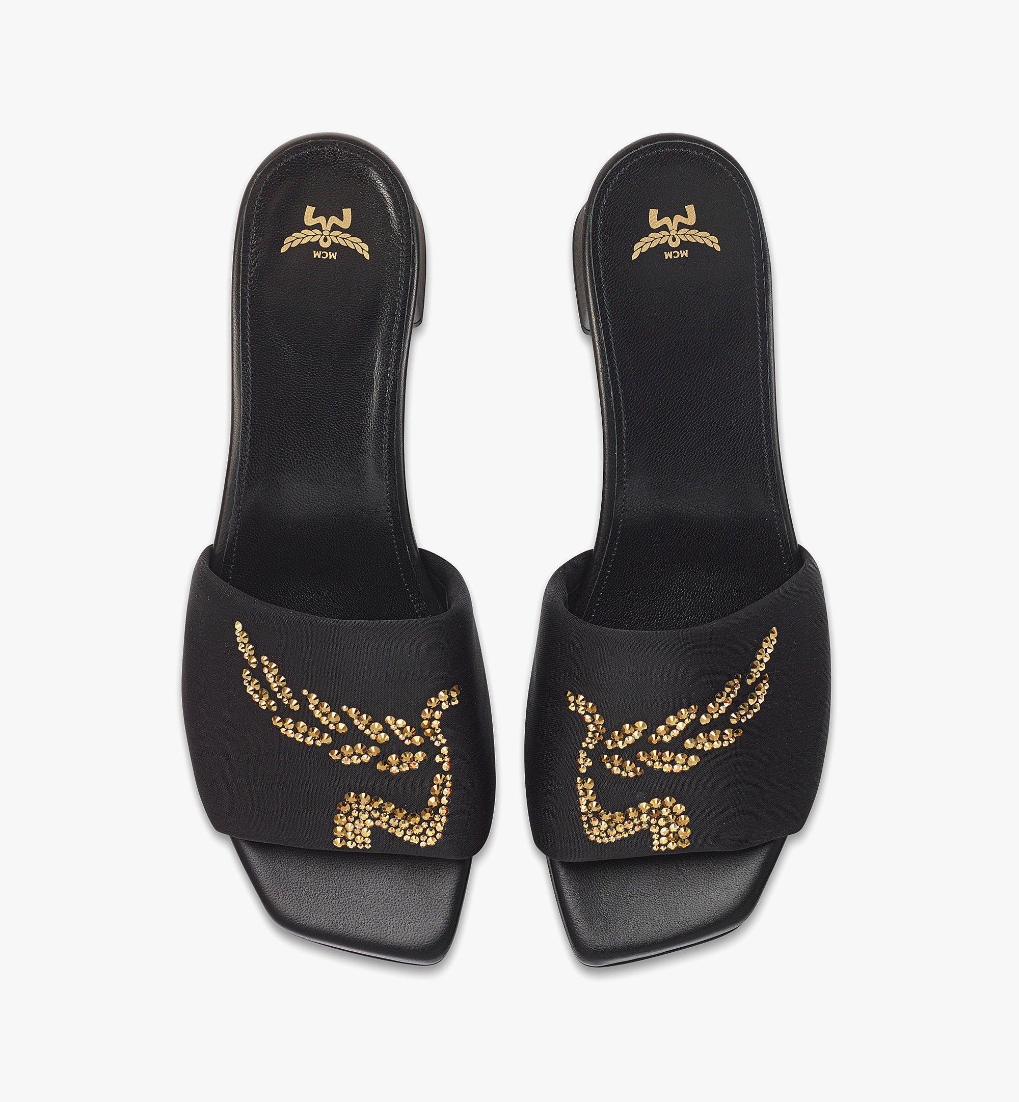 41 IT Strass Logo Heel Sandals Black | MCM ®US