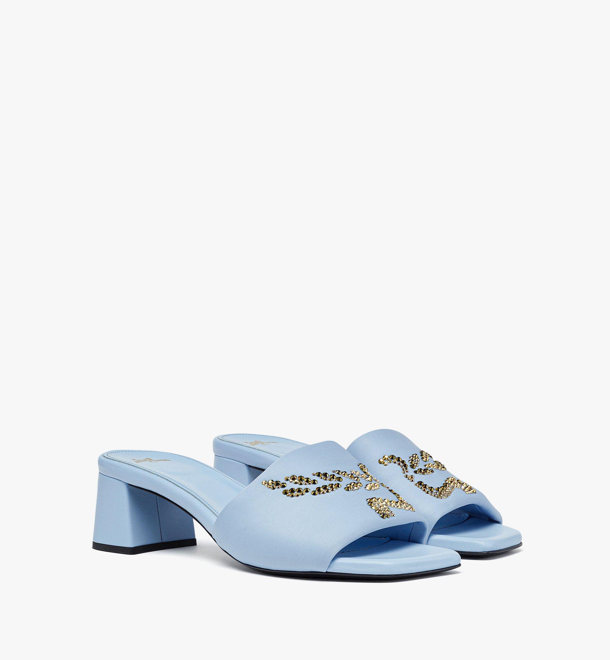 41 IT Strass Logo Heel Sandals Blue | MCM ®US 