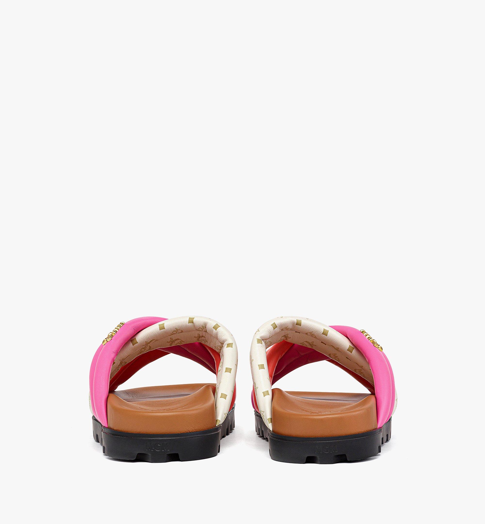 MCM Monogram Cross Sandals in Lamb Leather Pink MESESMM04Q1038 Alternate View 2