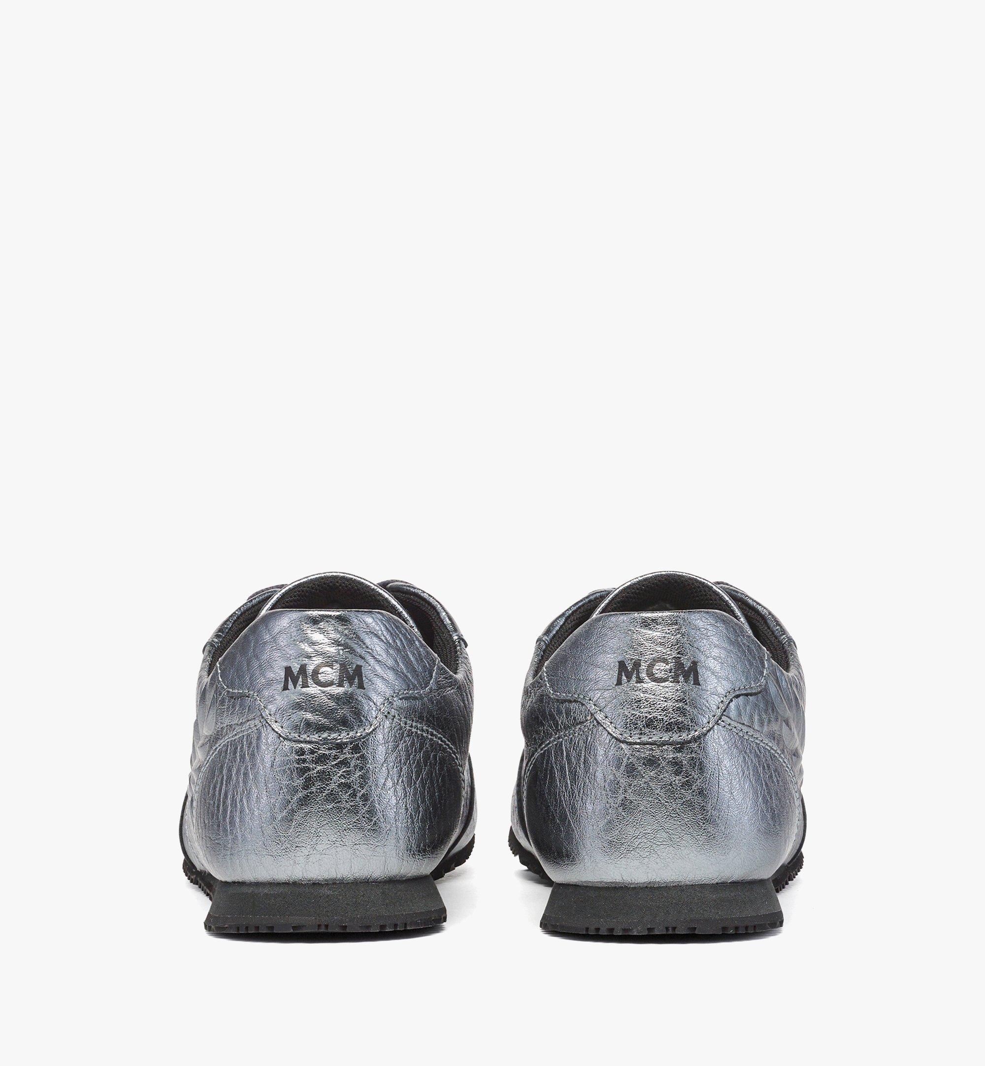 MCM Federlite Lo Sneakers in Laurel Metallic Leather Silver MESFAAP02SV038 Alternate View 2