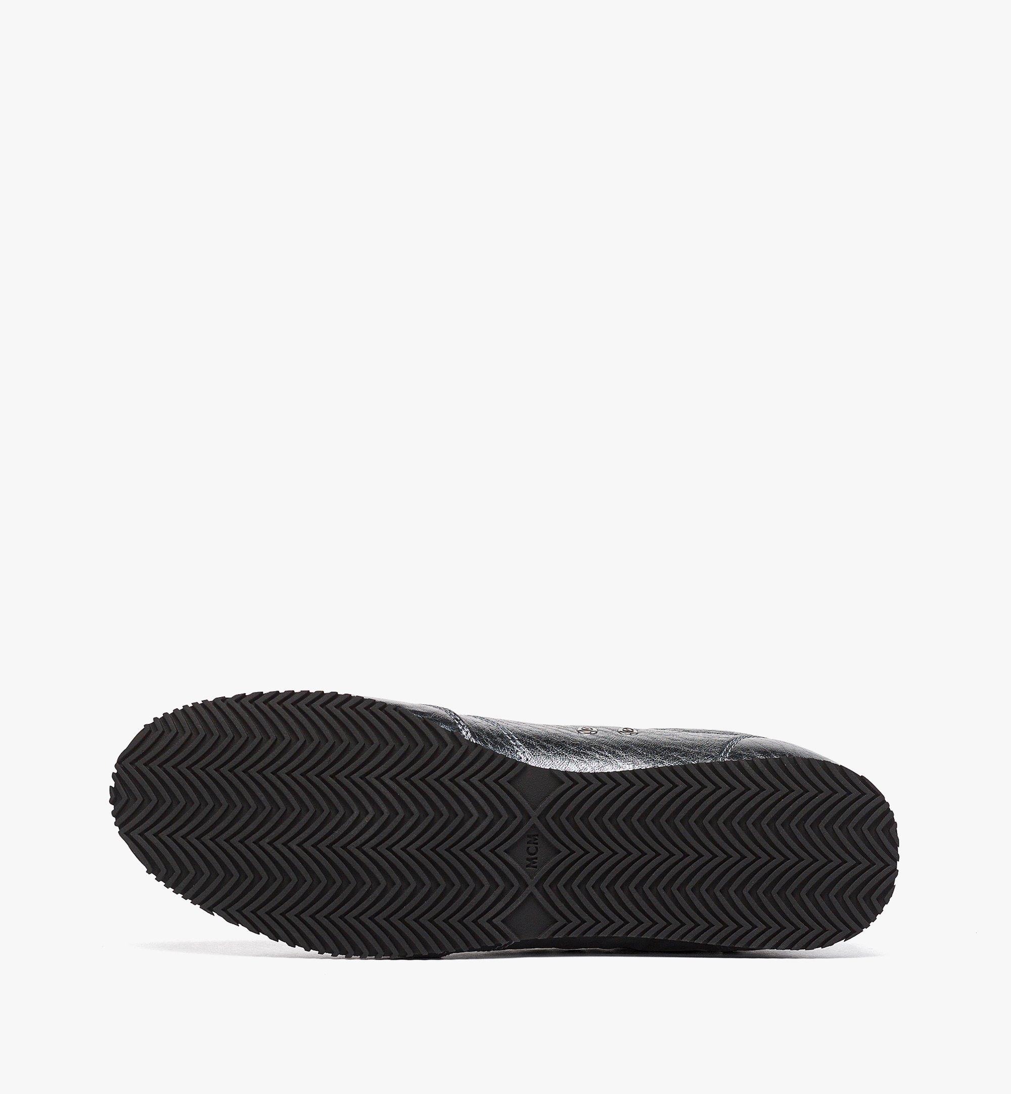 MCM Federlite Lo Sneakers in Laurel Metallic Leather Silver MESFAAP02SV038 Alternate View 3