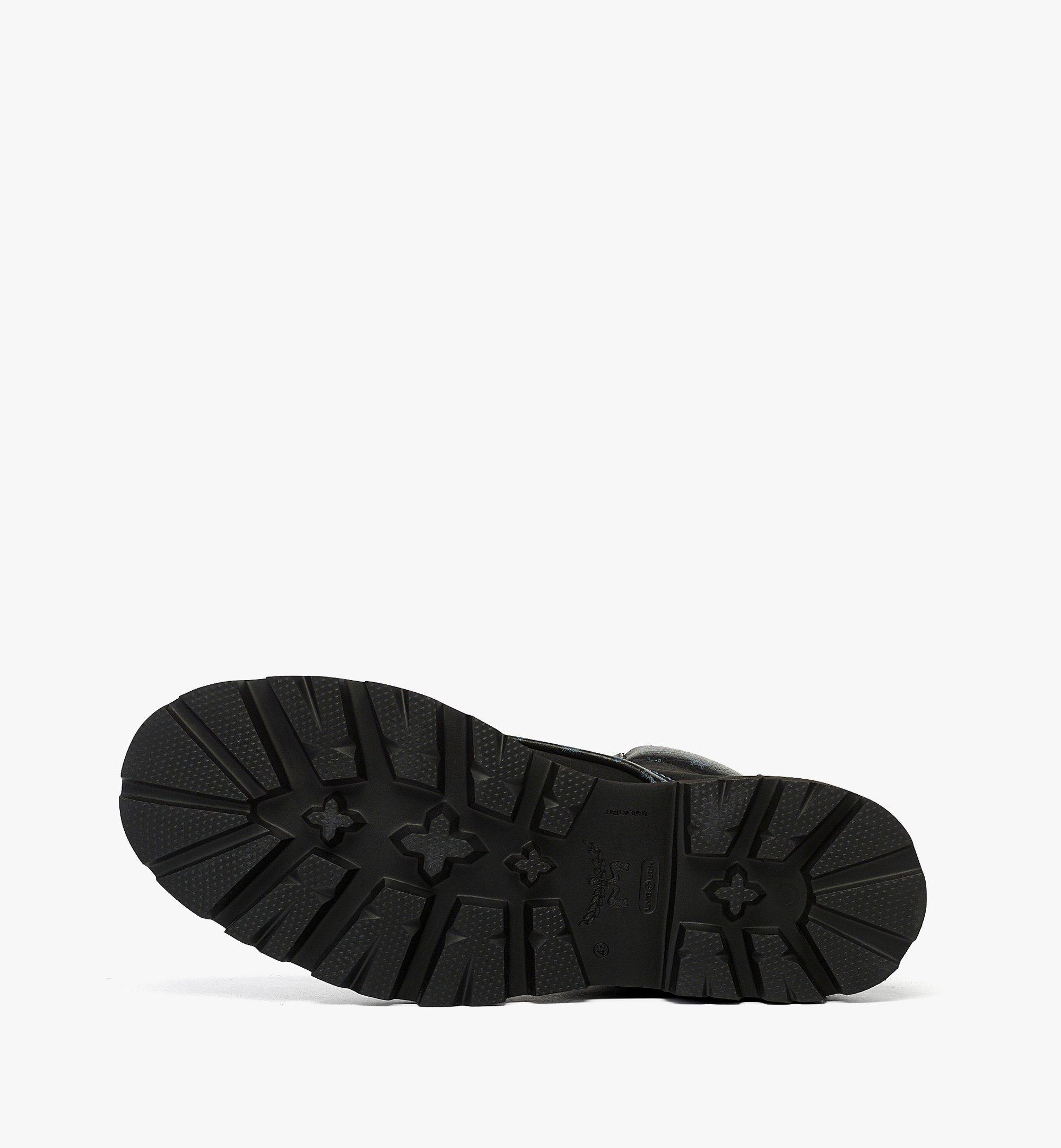 MCM Ankle Boots in Nubuck and Monogram Print Leather Black MESFAMM01BK036 Alternate View 3