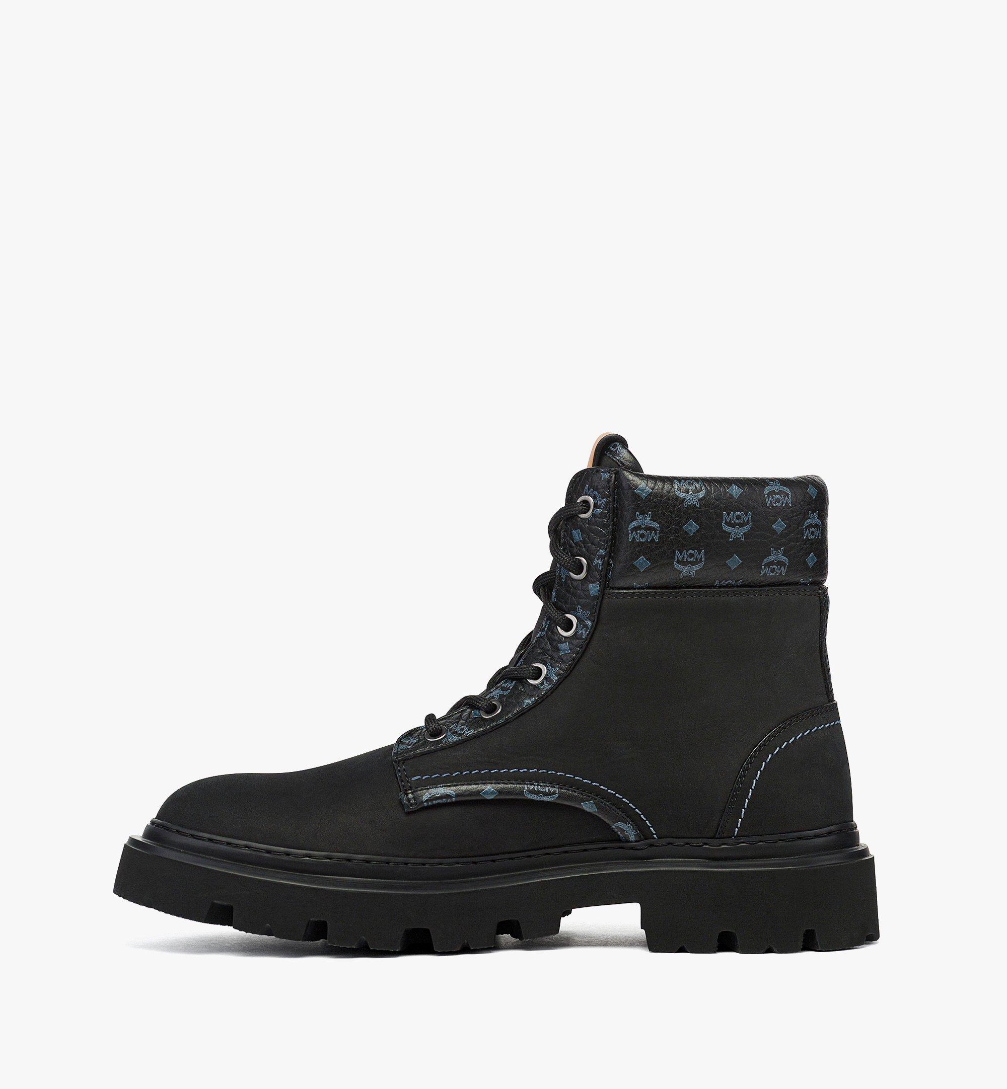 38 IT Knöchelhohe Stiefel aus Nubukleder mit Monogramm-Print Black