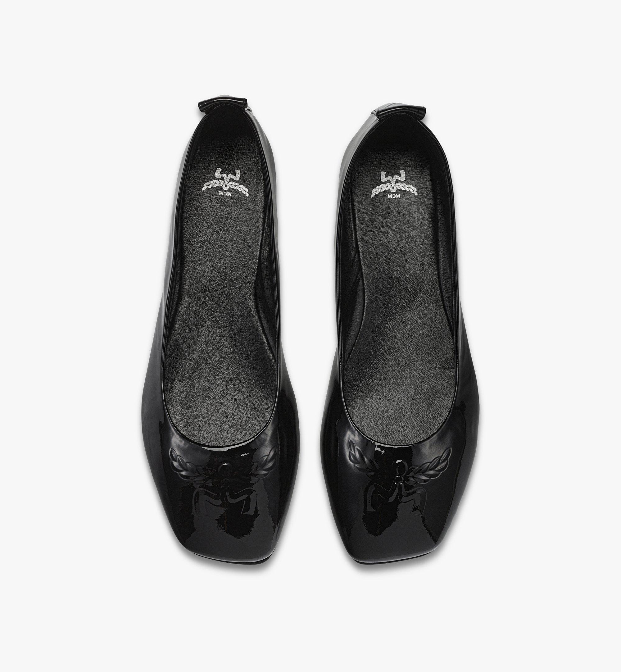 MCM Ballerina Shoes in Patent Lamb Leather Black MESFSMM03BK041 Alternate View 4