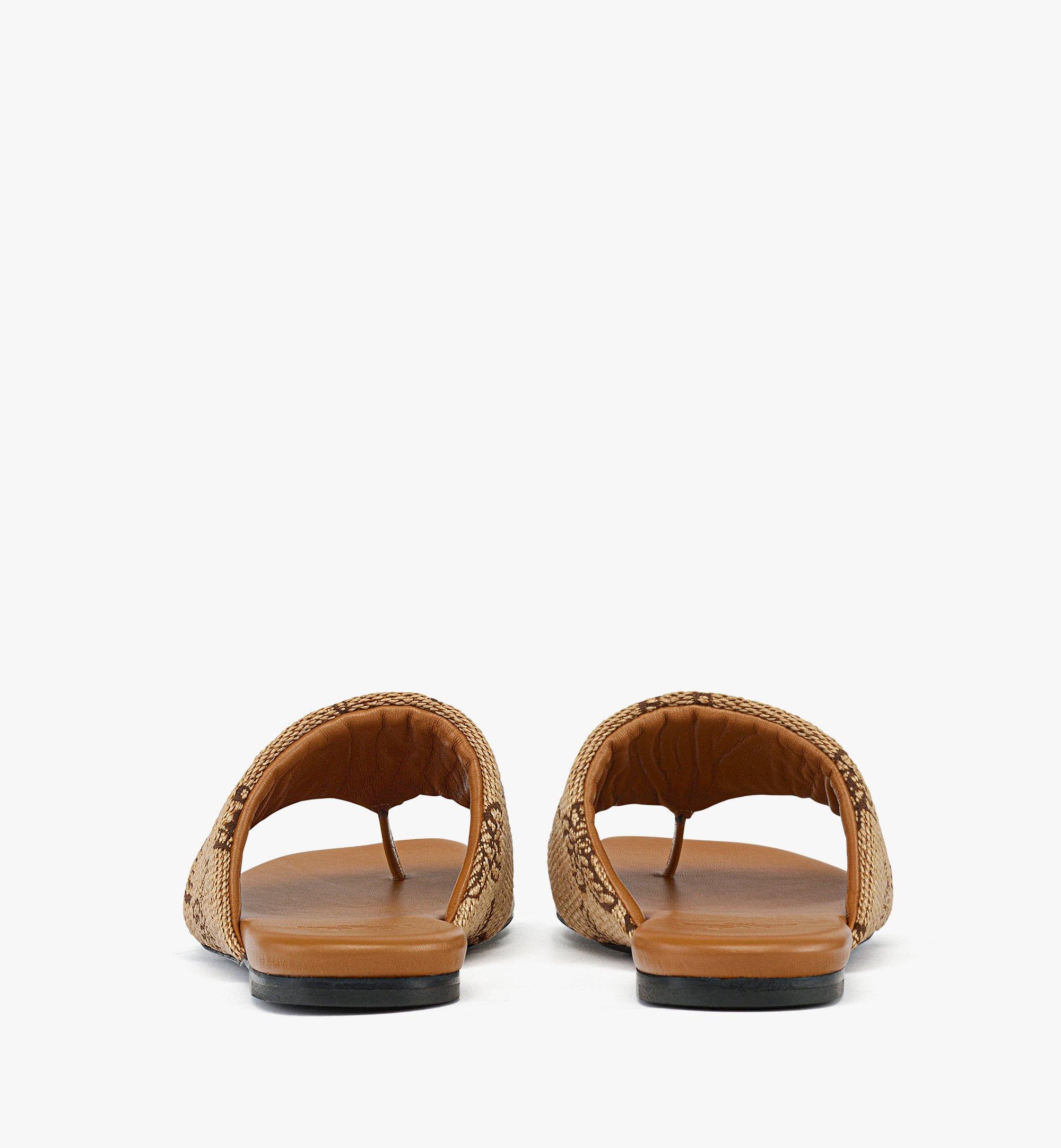 MCM Flat Sandals in Lauretos Raffia Jacquard Beige MESFSMM04IN038 ほかの角度から見る 2