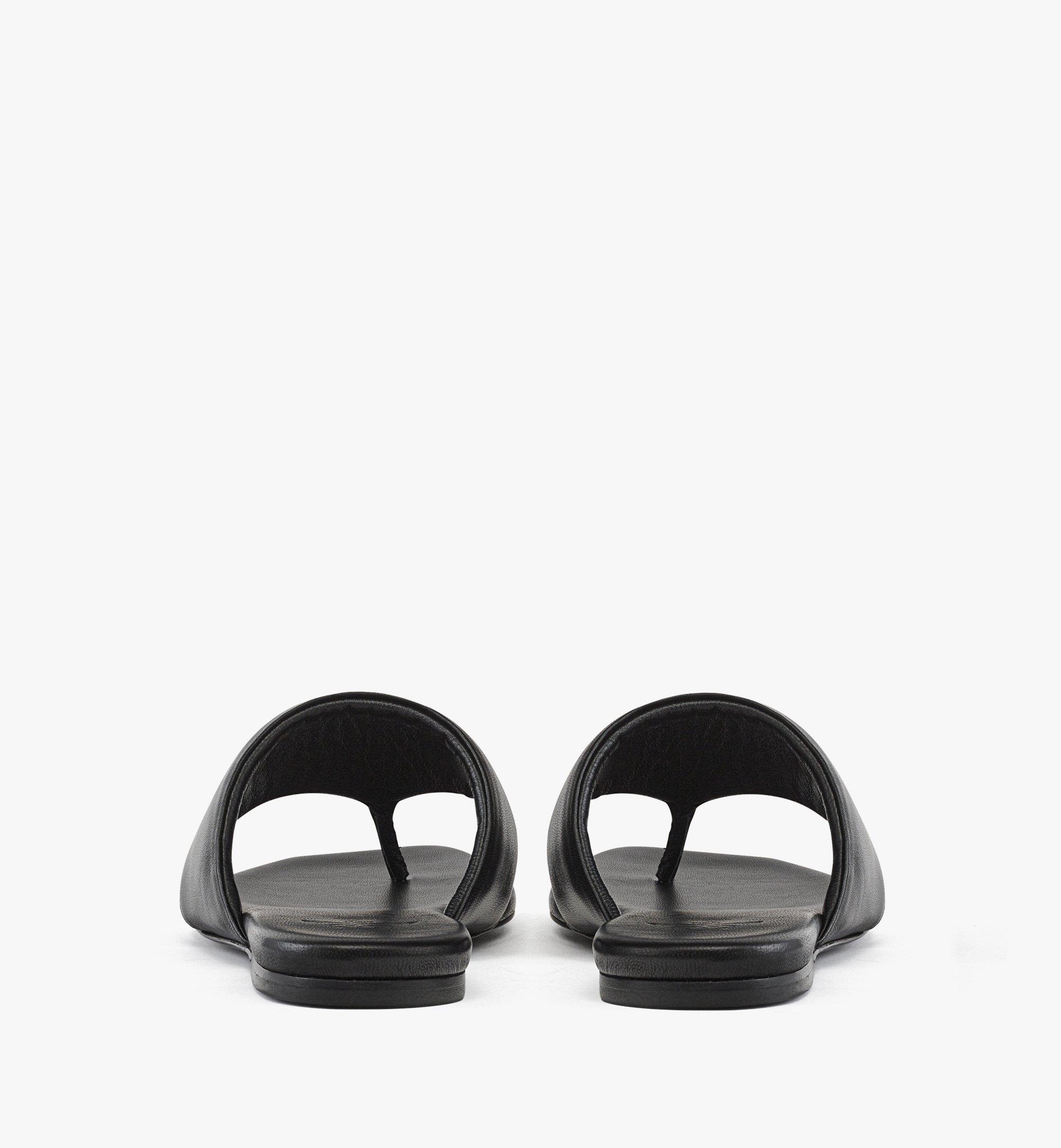 MCM Flat Sandals in Lamb Leather Black MESFSMM05BK038 Alternate View 2