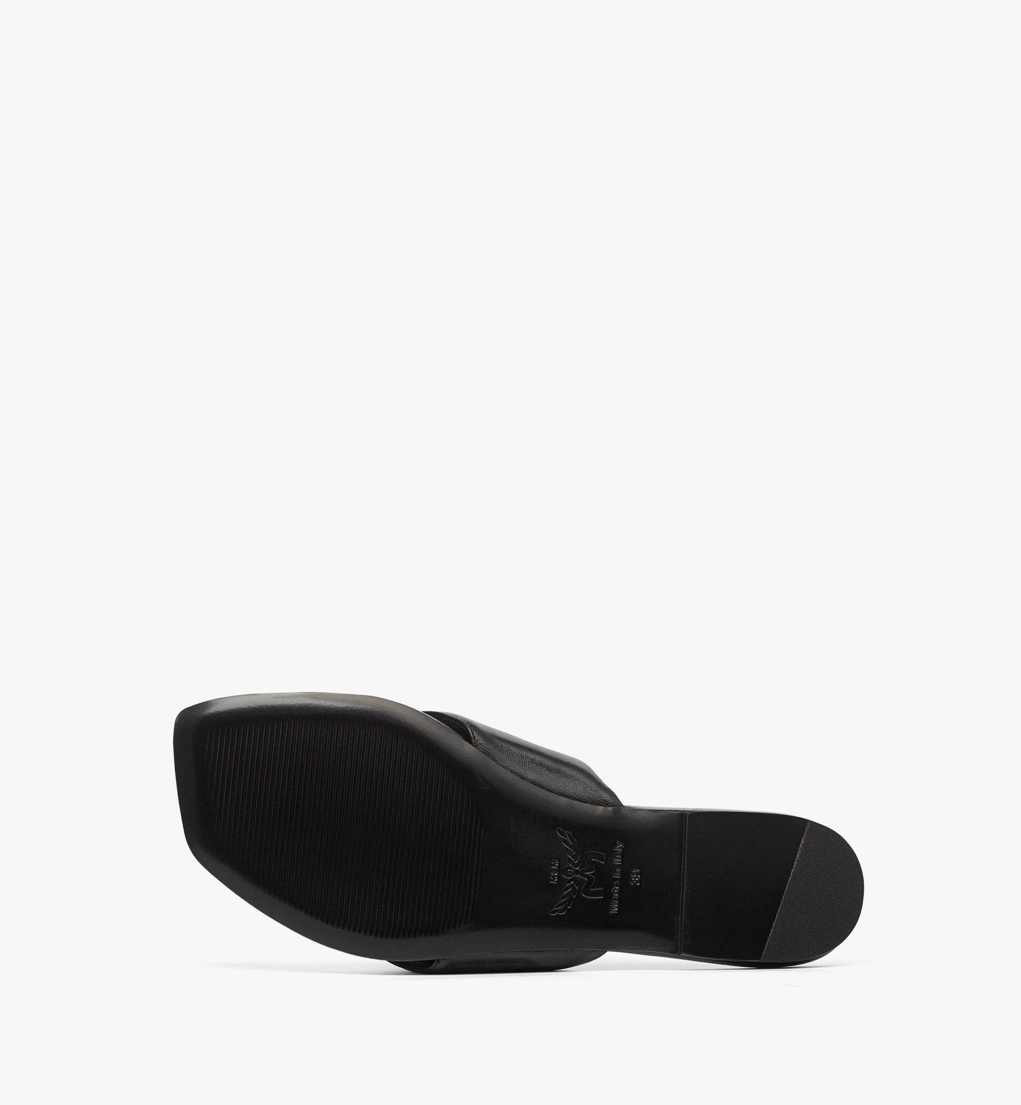 MCM Flat Sandals in Lamb Leather Black MESFSMM05BK038 Alternate View 3