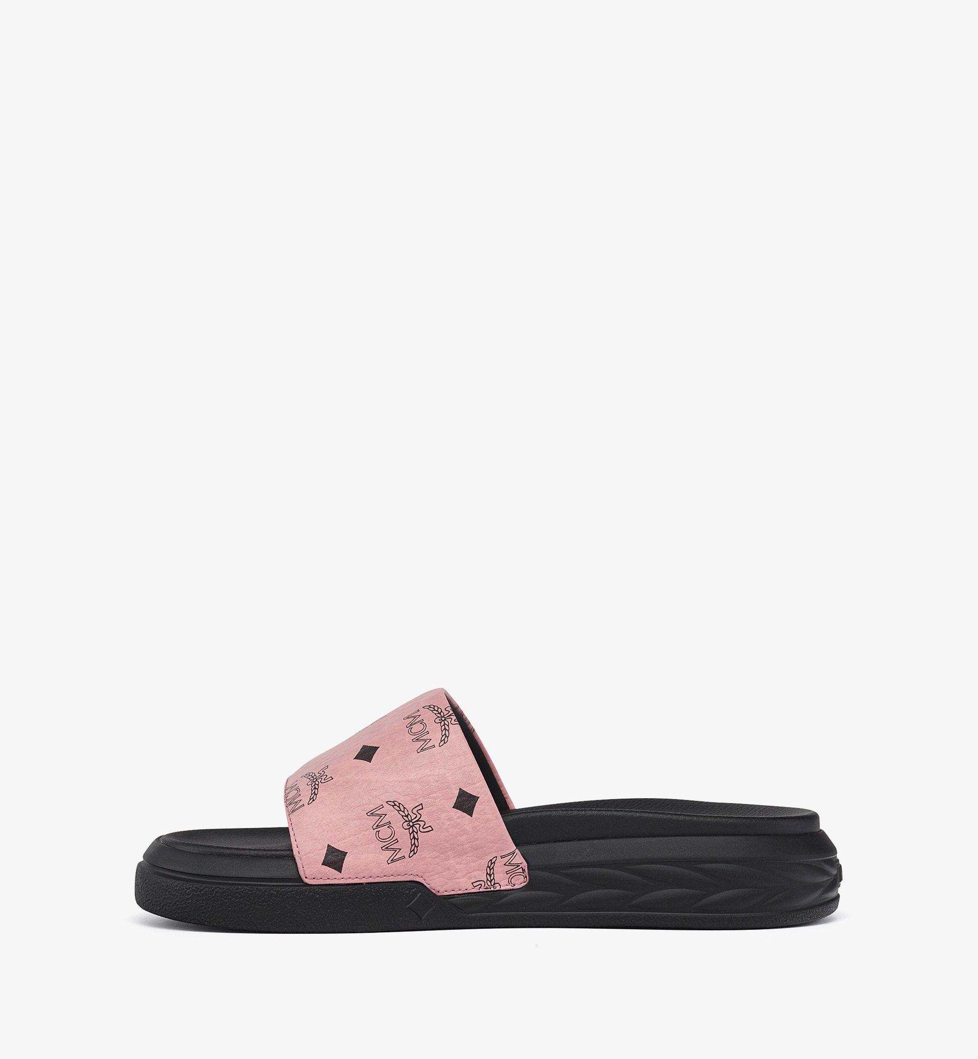 MCM Visetos Slide Sandals Pink MESFSMM12PZ038 Alternate View 1