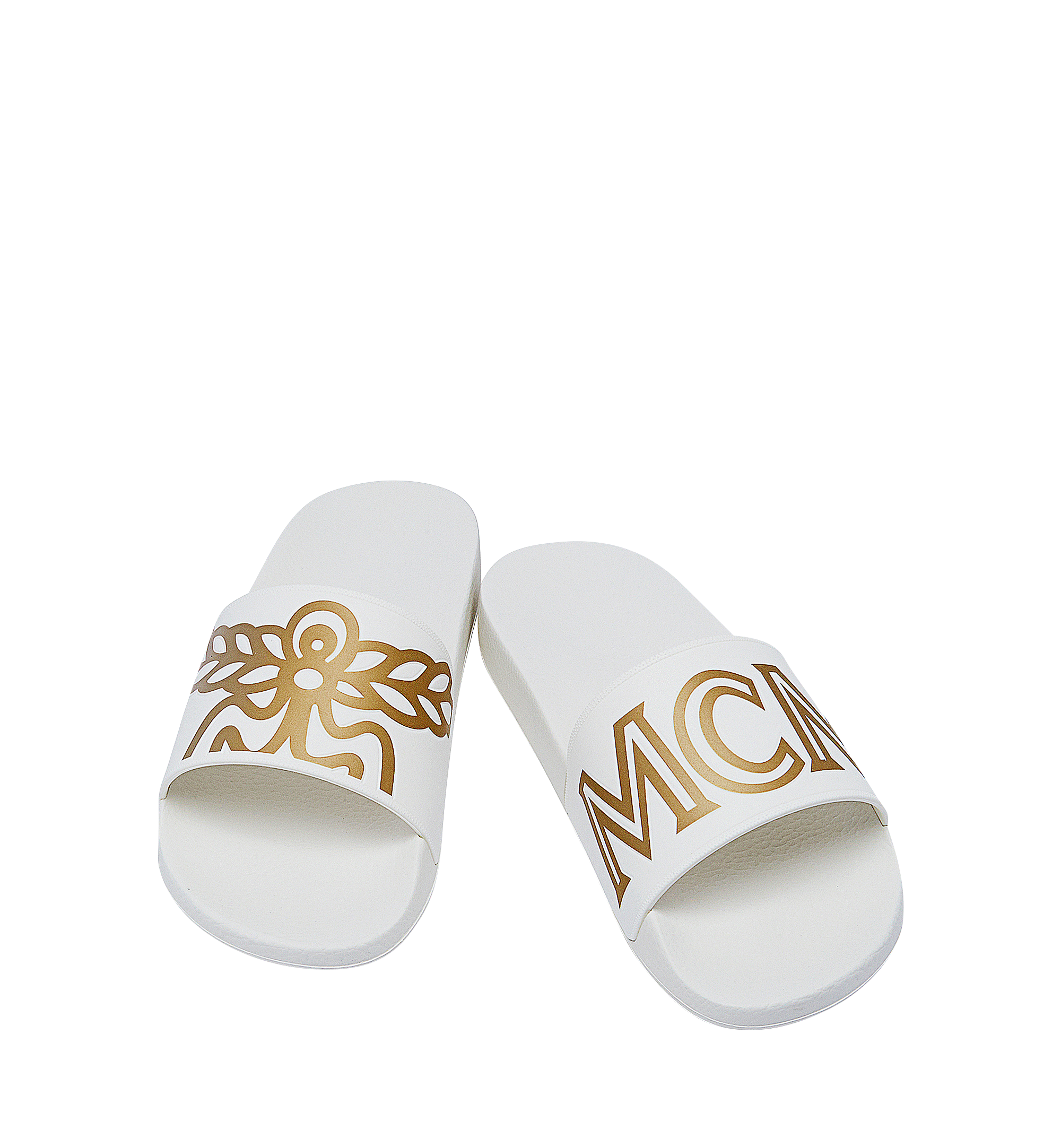 MCM Men's Rubber Slides White MEX7AMM01WT046 Alternate View 3