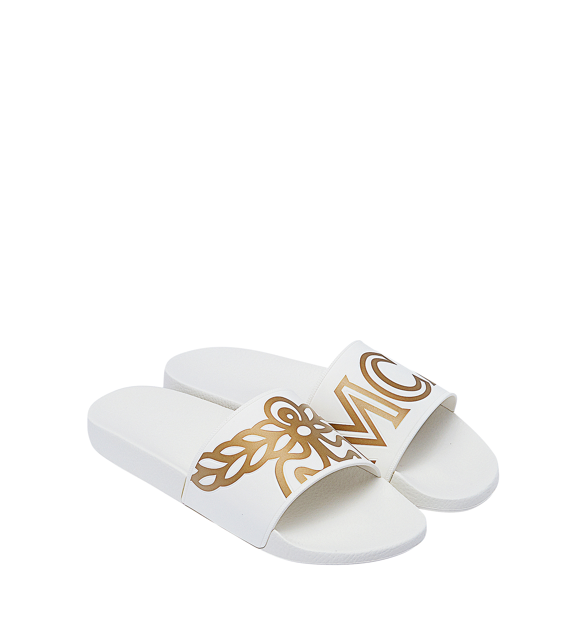 MCM Men's Rubber Slides White MEX7AMM01WT046 Alternate View 4