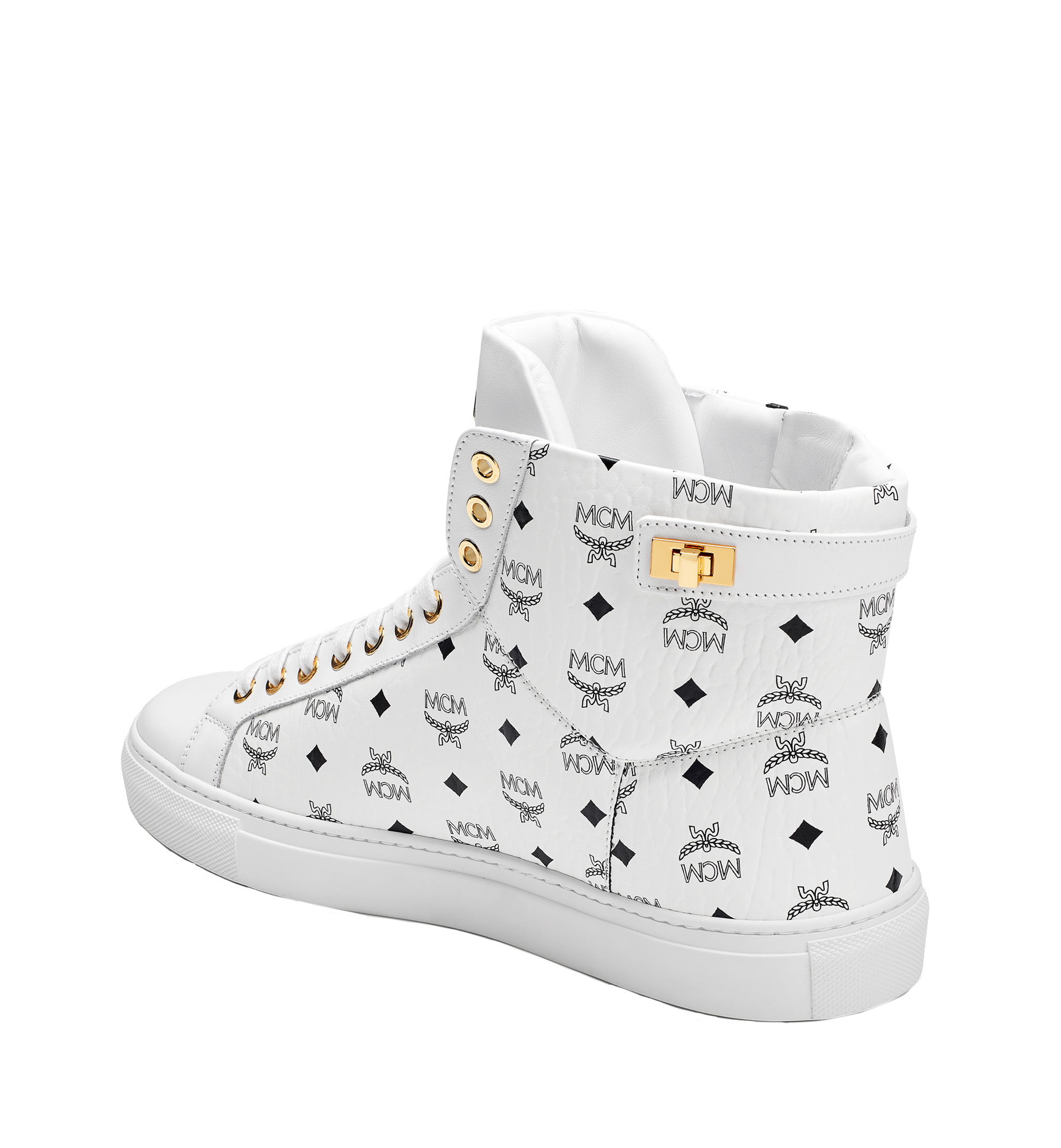 MCM Baskets montantes Turnlock en Visetos pour homme White MEX7AMM02WT046 Plus de photos 1