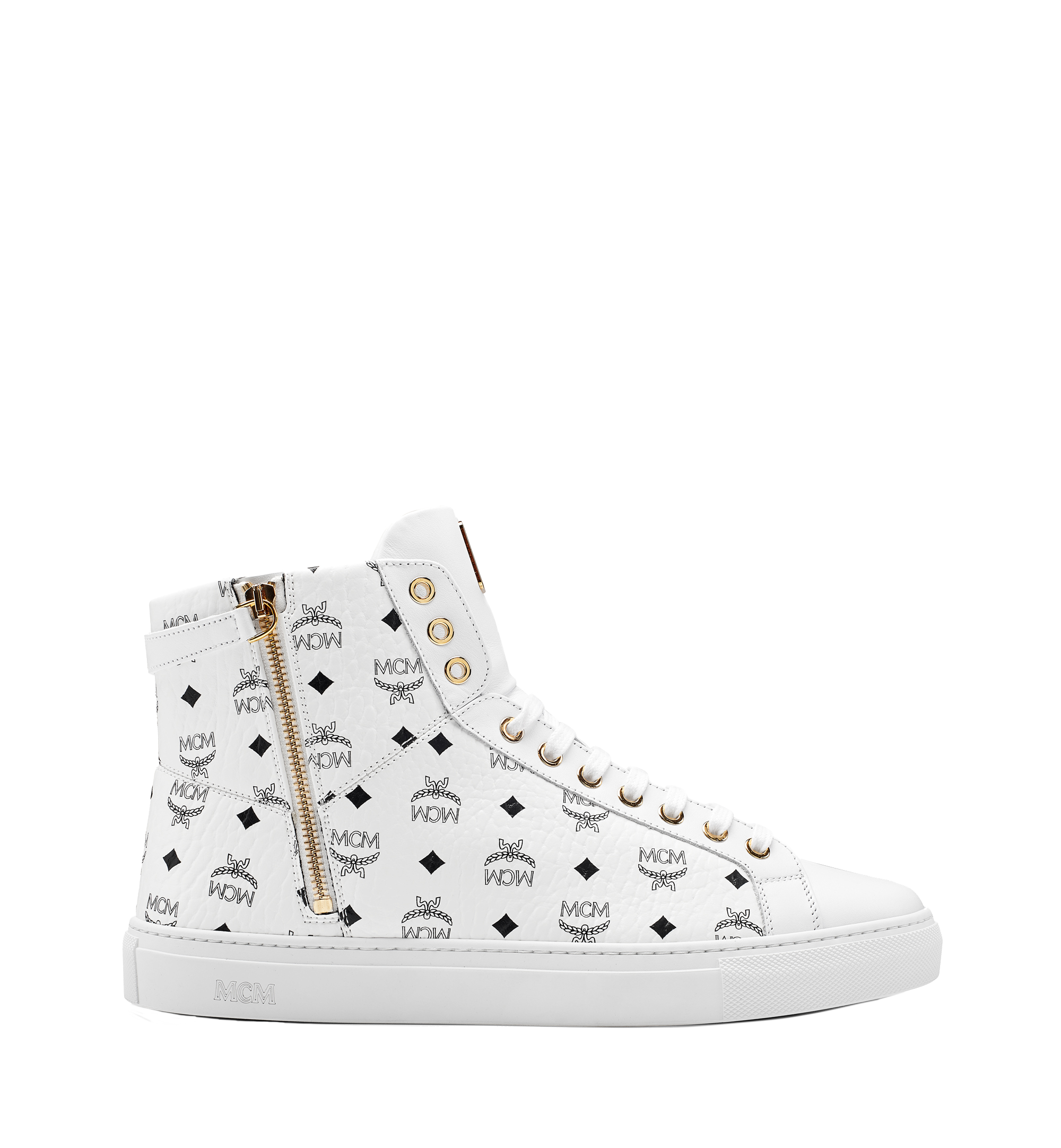 MCM Baskets montantes Turnlock en Visetos pour homme White MEX7AMM02WT046 Plus de photos 2