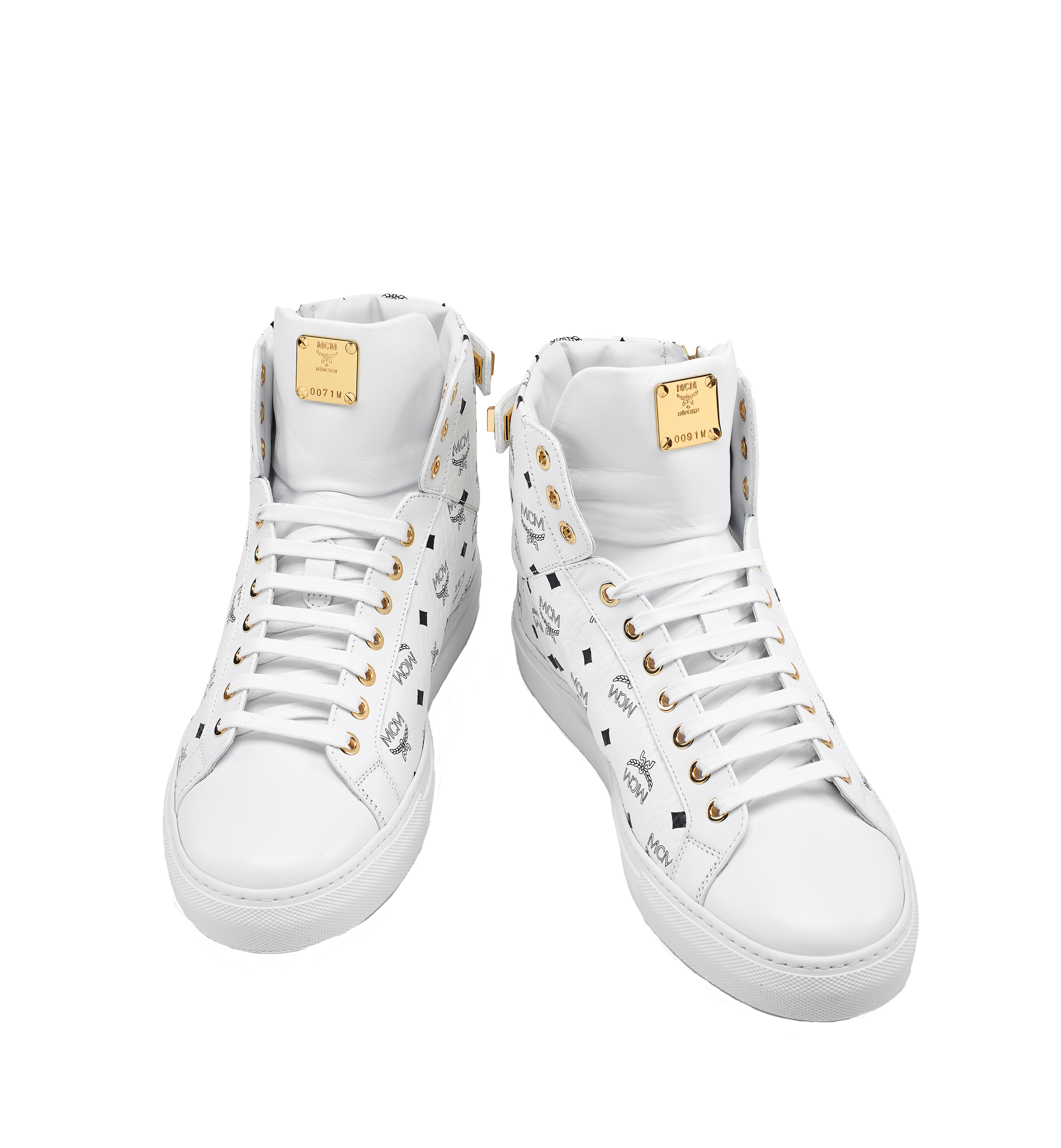 MCM Baskets montantes Turnlock en Visetos pour homme White MEX7AMM02WT046 Plus de photos 4