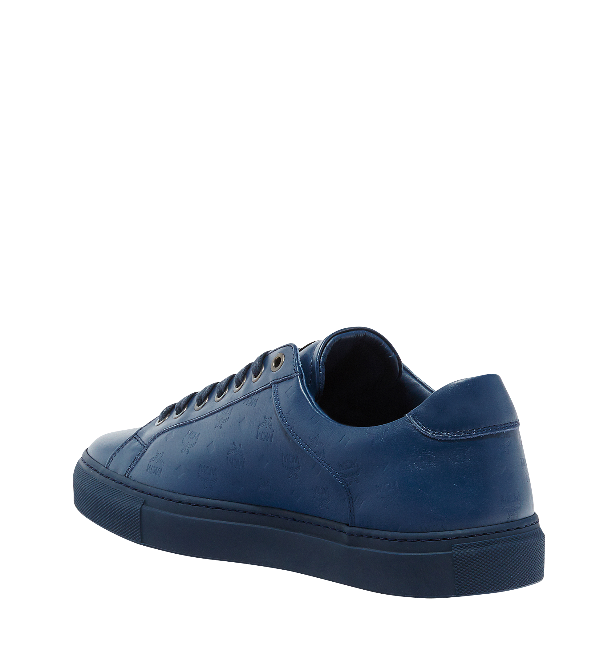 MCM Men's Low Top Classic Sneakers in Monogram Leather Navy MEX7AMM09VY045 Alternate View 1