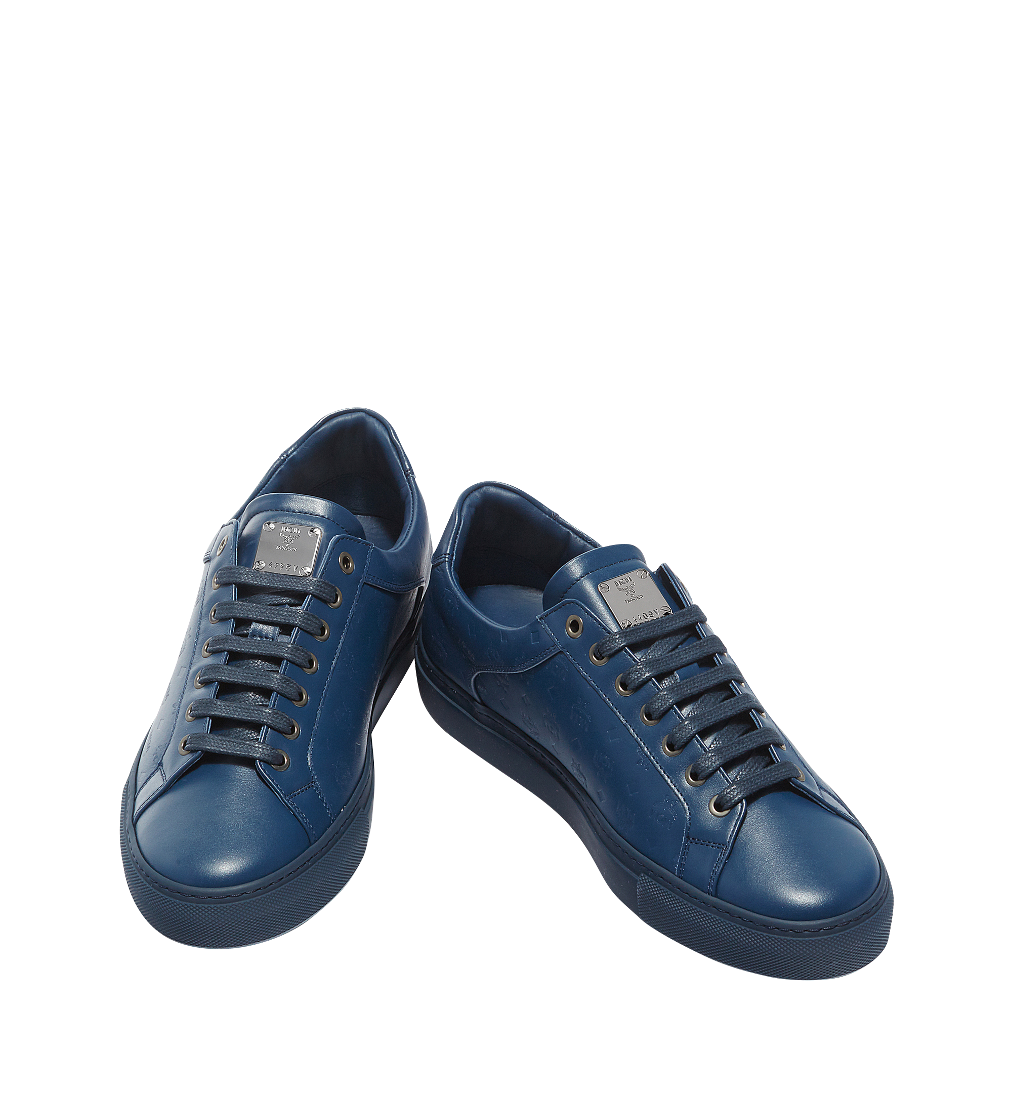 MCM Men's Low Top Classic Sneakers in Monogram Leather Navy MEX7AMM09VY045 Alternate View 3