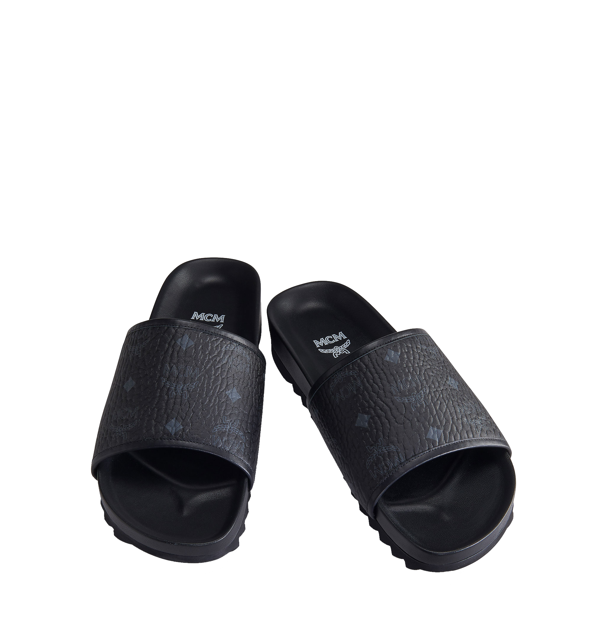 MCM Claquettes en Visetos pour homme Black MEX7S2K05BK045 Plus de photos 3