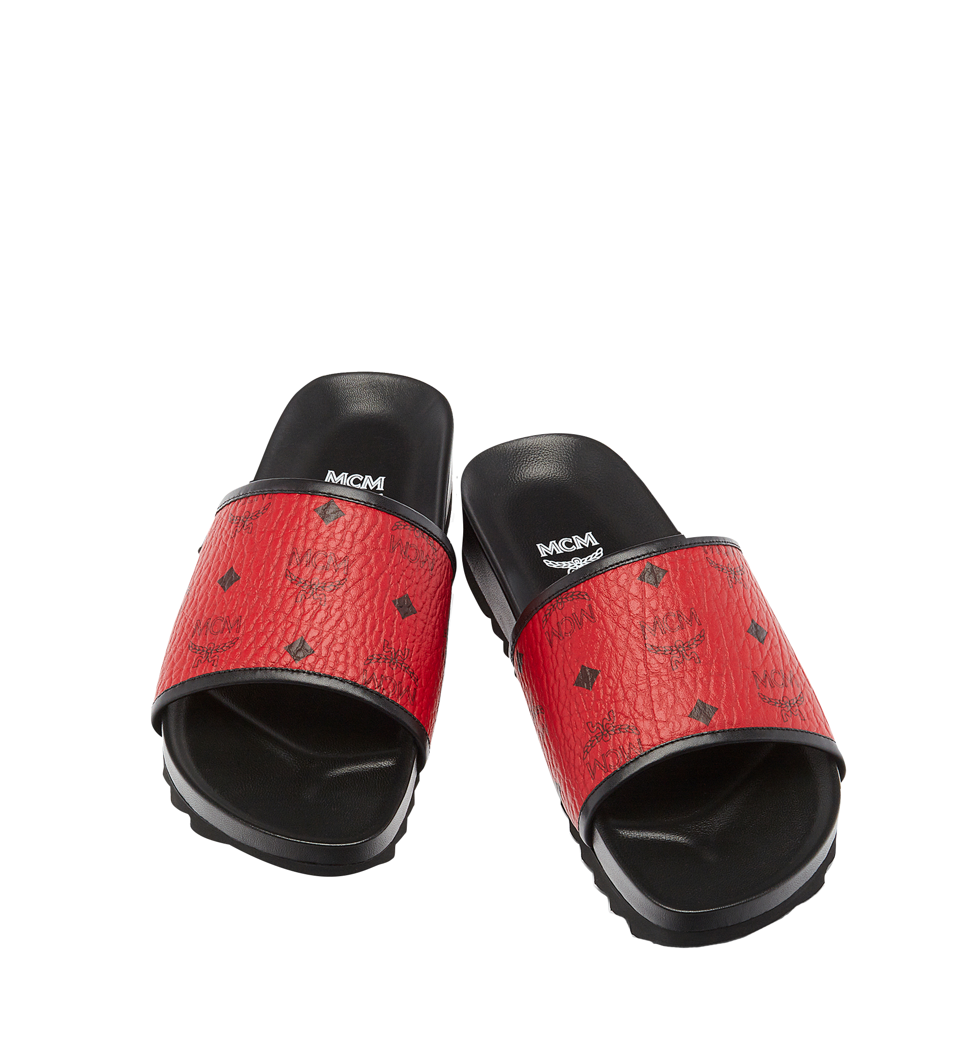 MCM Claquettes en Visetos pour homme Red MEX7S2K05RU046 Plus de photos 3