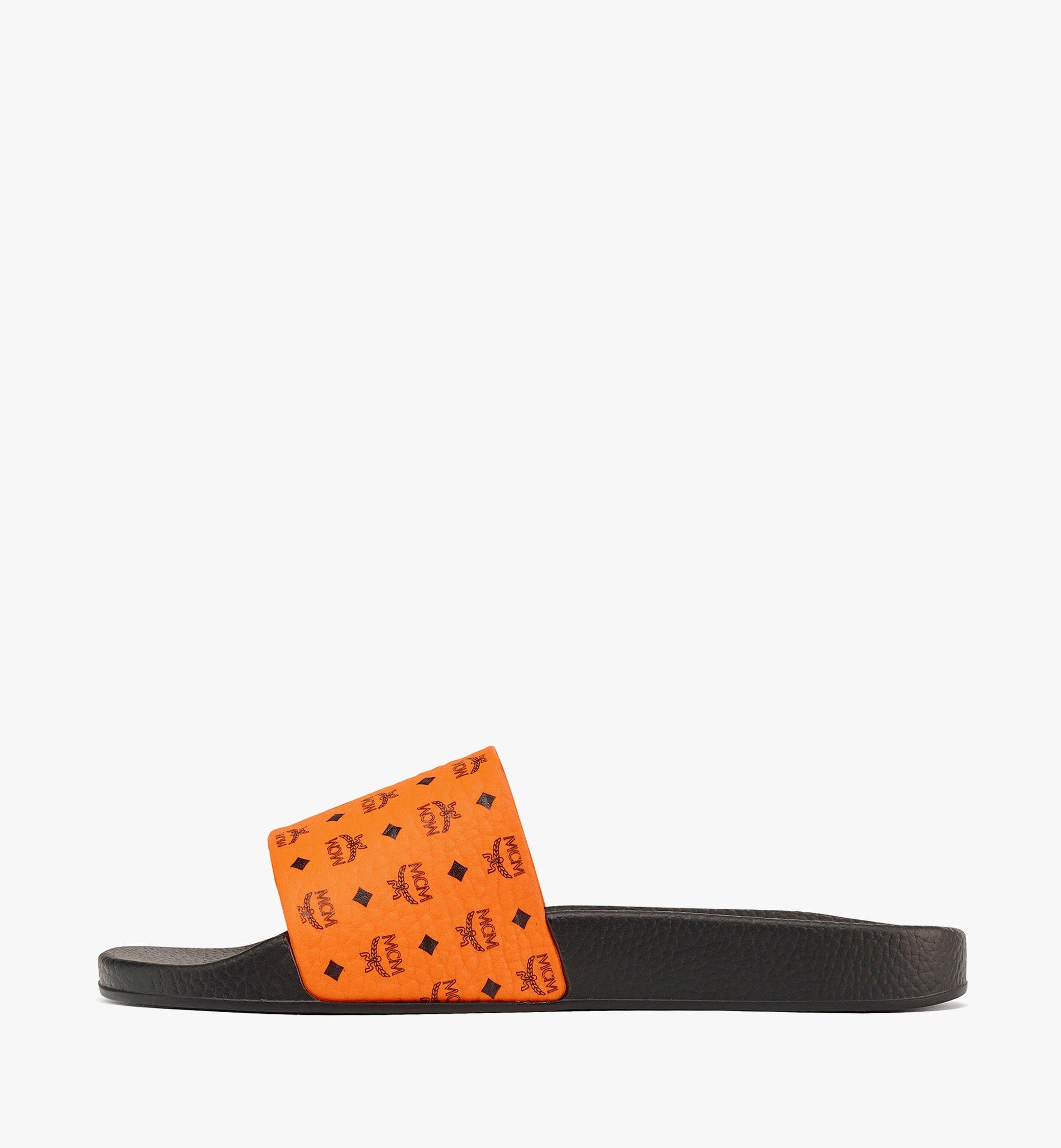 MCM Men’s Visetos Rubber Slides Orange MEX8AMM60O9041 Alternate View 1