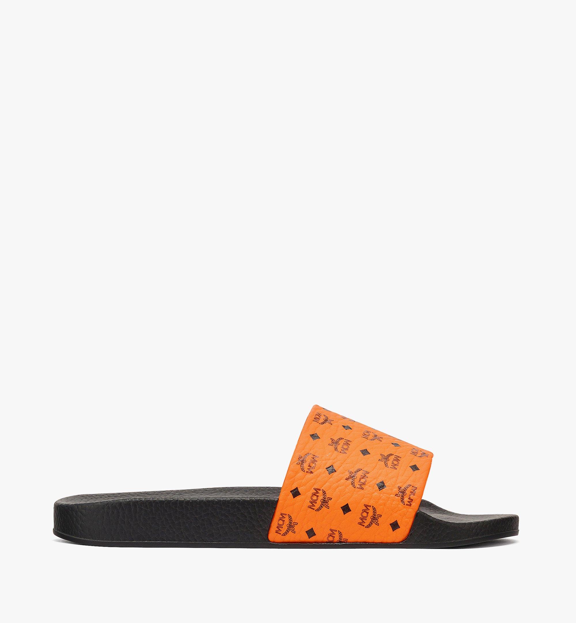 MCM Men’s Visetos Rubber Slides Orange MEX8AMM60O9041 Alternate View 3