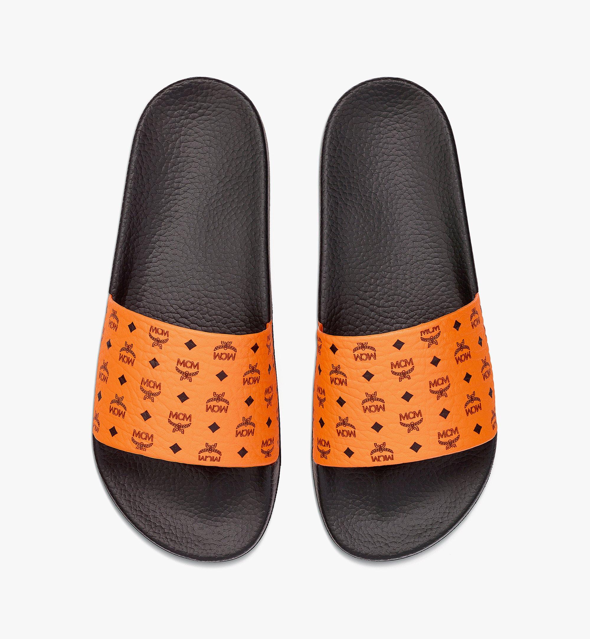 MCM Men’s Visetos Rubber Slides Orange MEX8AMM60O9041 Alternate View 4