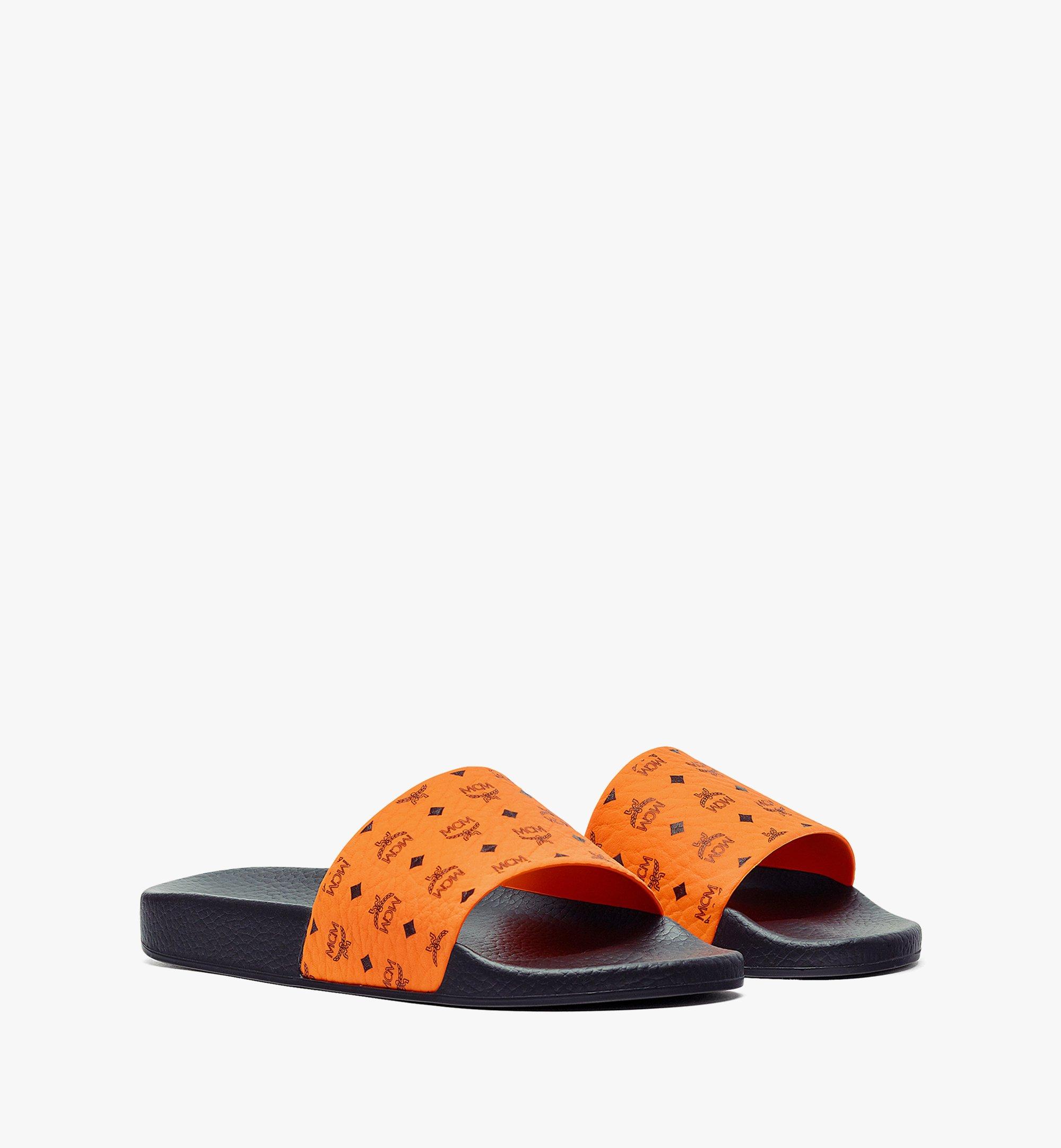 Mcm Men's Visetos Rubber Slides In Persimmon Orange