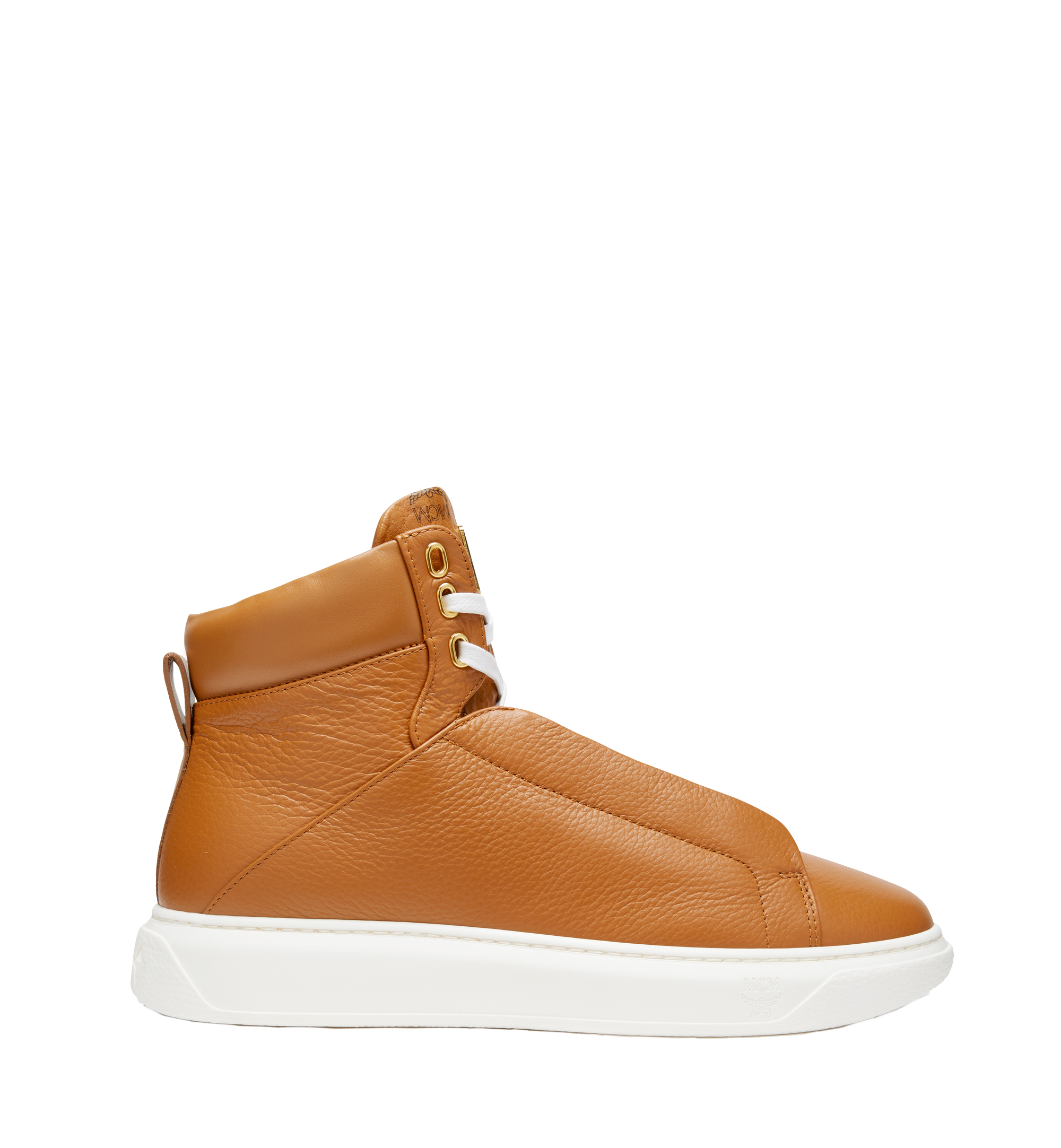 MCM Baskets montantes à semelle diamants en cuir pour homme Cognac MEX8SMM20CO046 Plus de photos 2