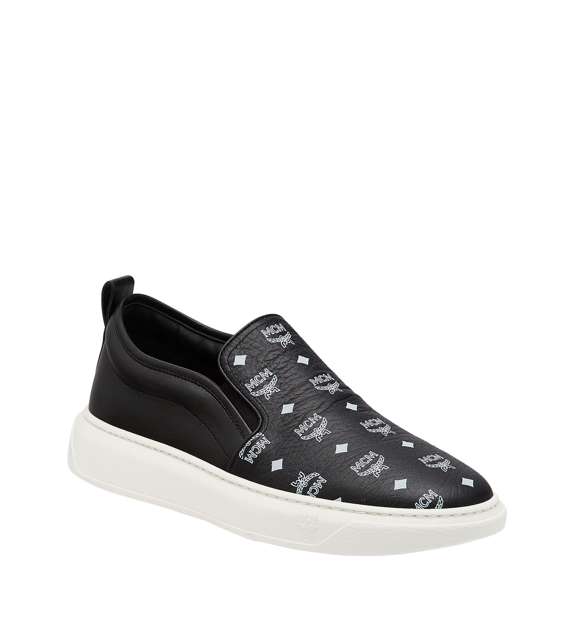 MCM Men's Slip On Sneakers in Visetos Black MEX8SMM22BK045 Alternate View 1