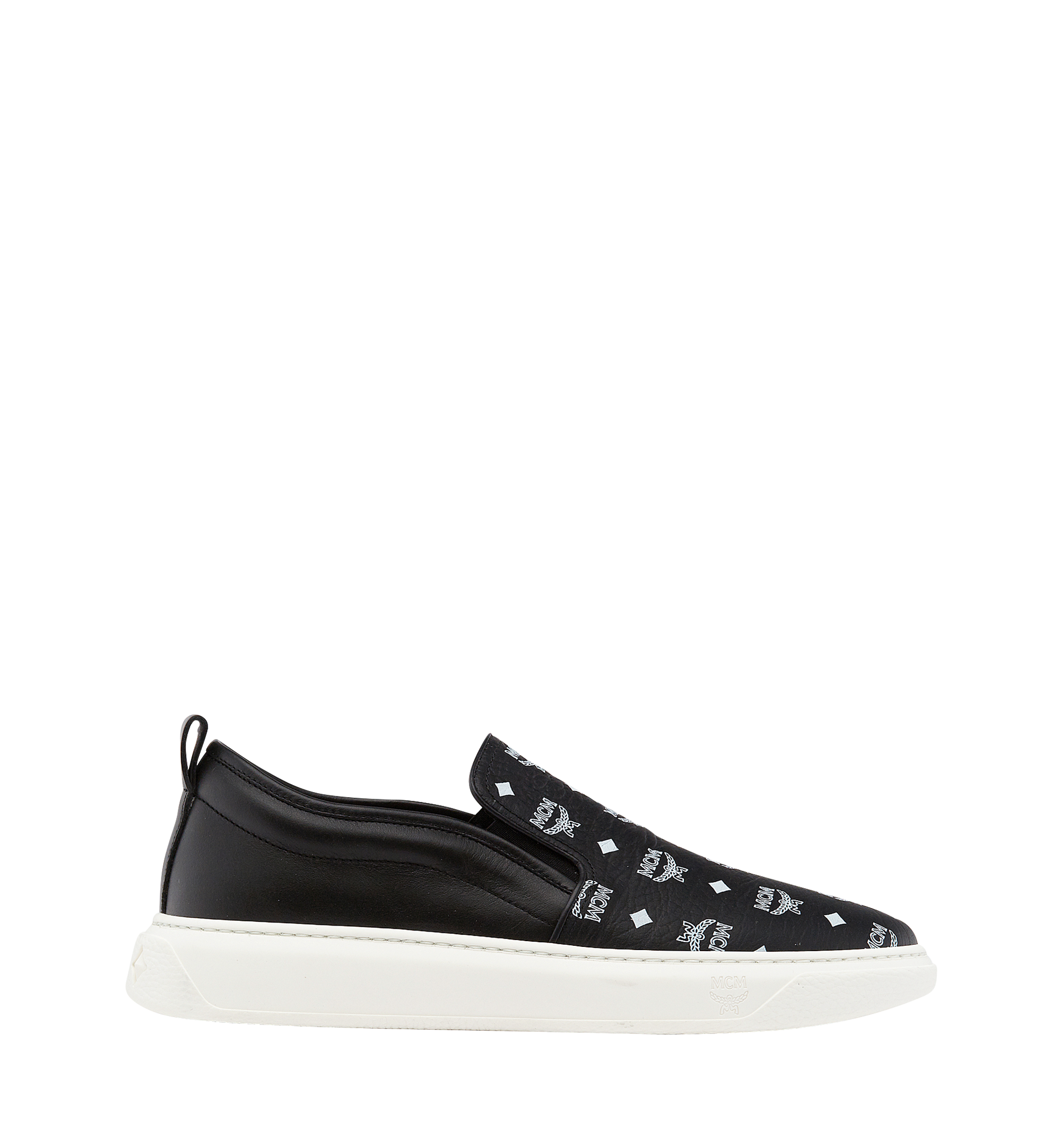 MCM Men's Slip On Sneakers in Visetos Black MEX8SMM22BK045 Alternate View 2