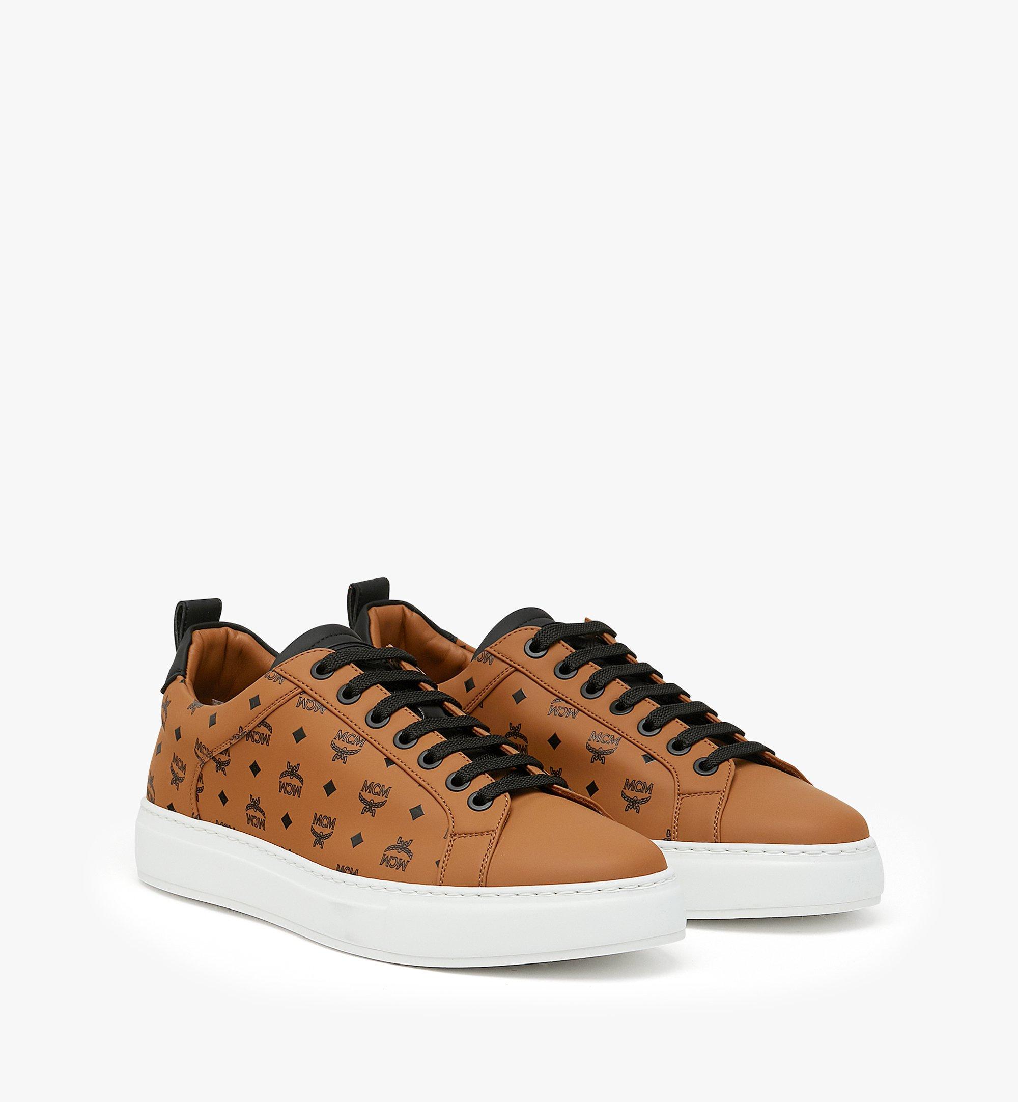 MCM Men's Low-Top Sneakers in Visetos Cognac MEX9AMM90CO042 Alternate View 1