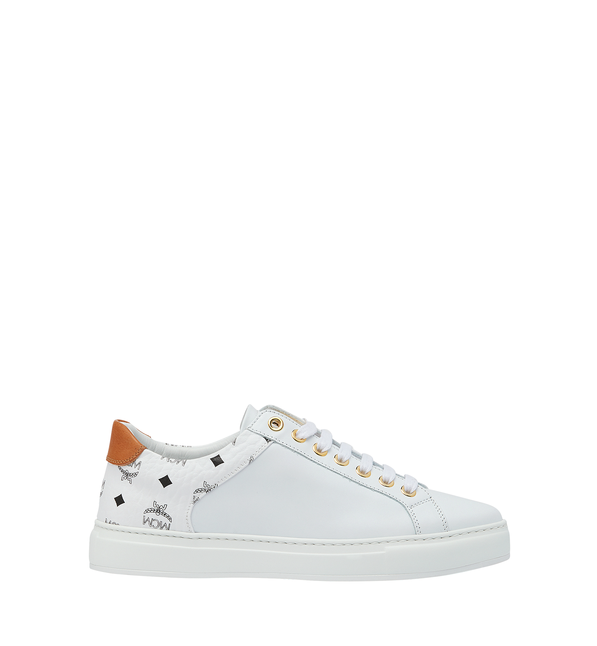 46 IT Men's Low Top Sneakers in Visetos and Leather White | MCM ®US