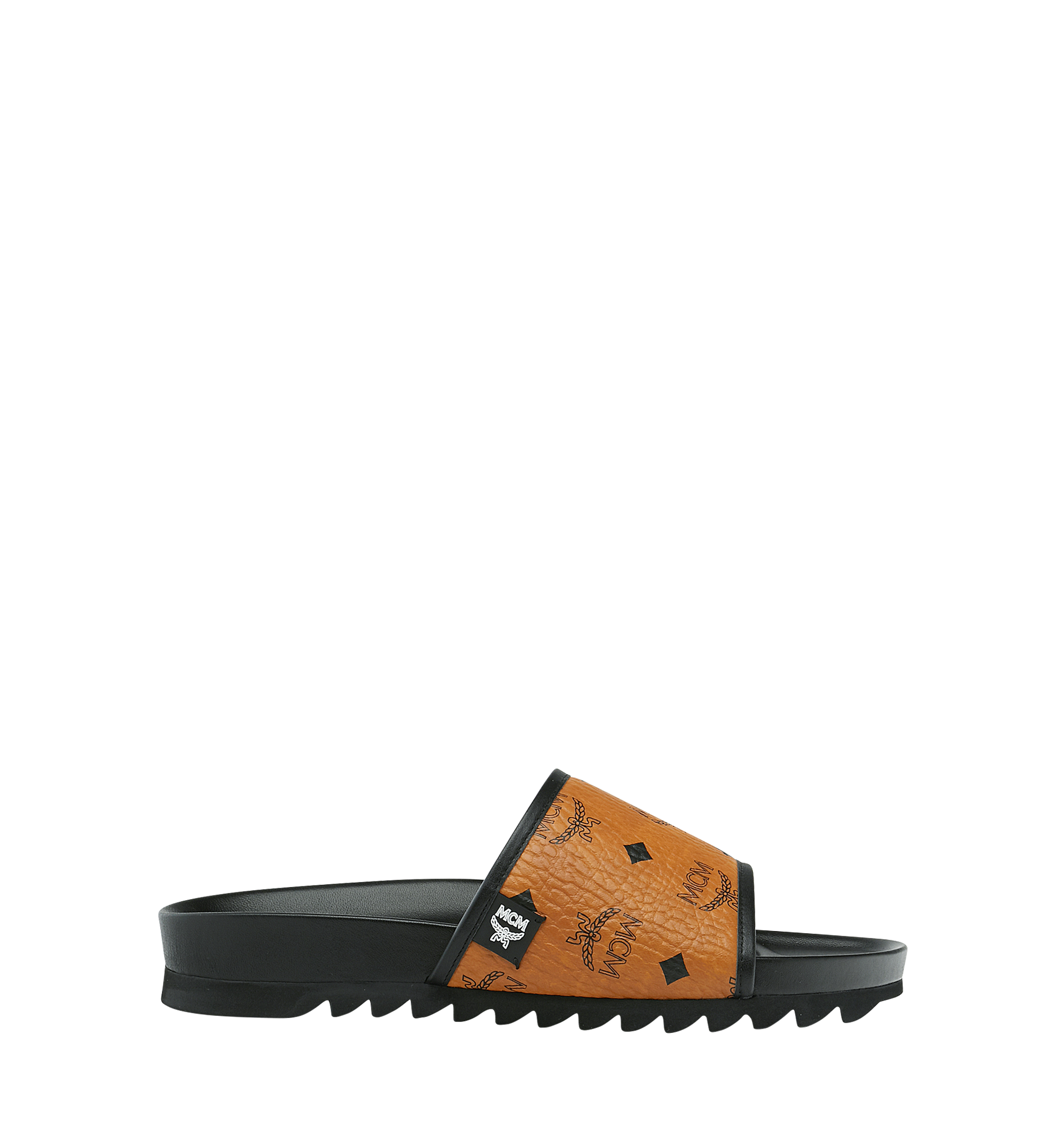 MCM Claquettes en Visetos pour homme Cognac MEX9S2K05CO041 Plus de photos 1
