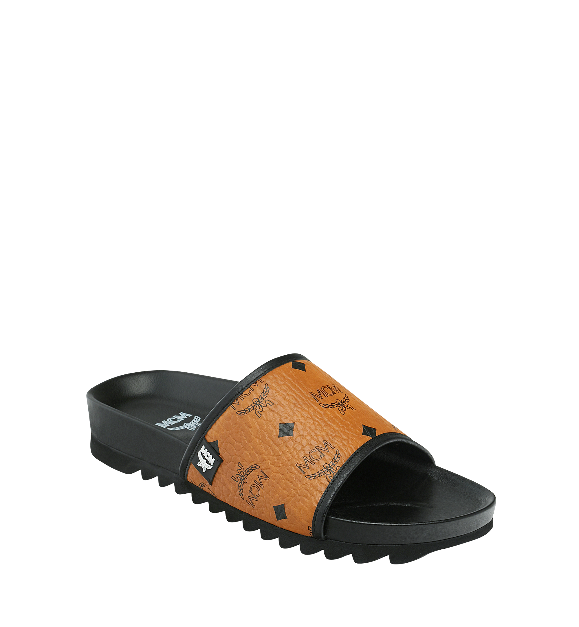 MCM Claquettes en Visetos pour homme Cognac MEX9S2K05CO043 Plus de photos 1