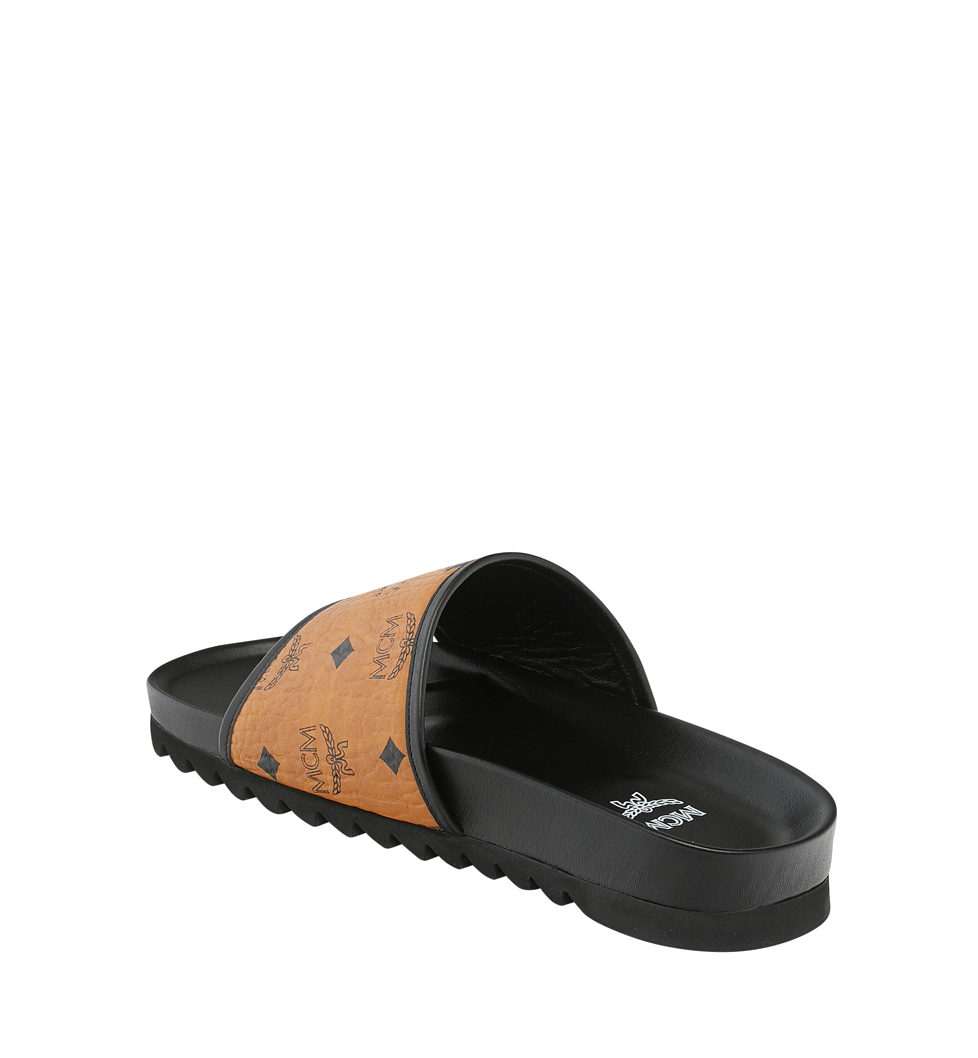 MCM Claquettes en Visetos pour homme Cognac MEX9S2K05CO043 Plus de photos 2