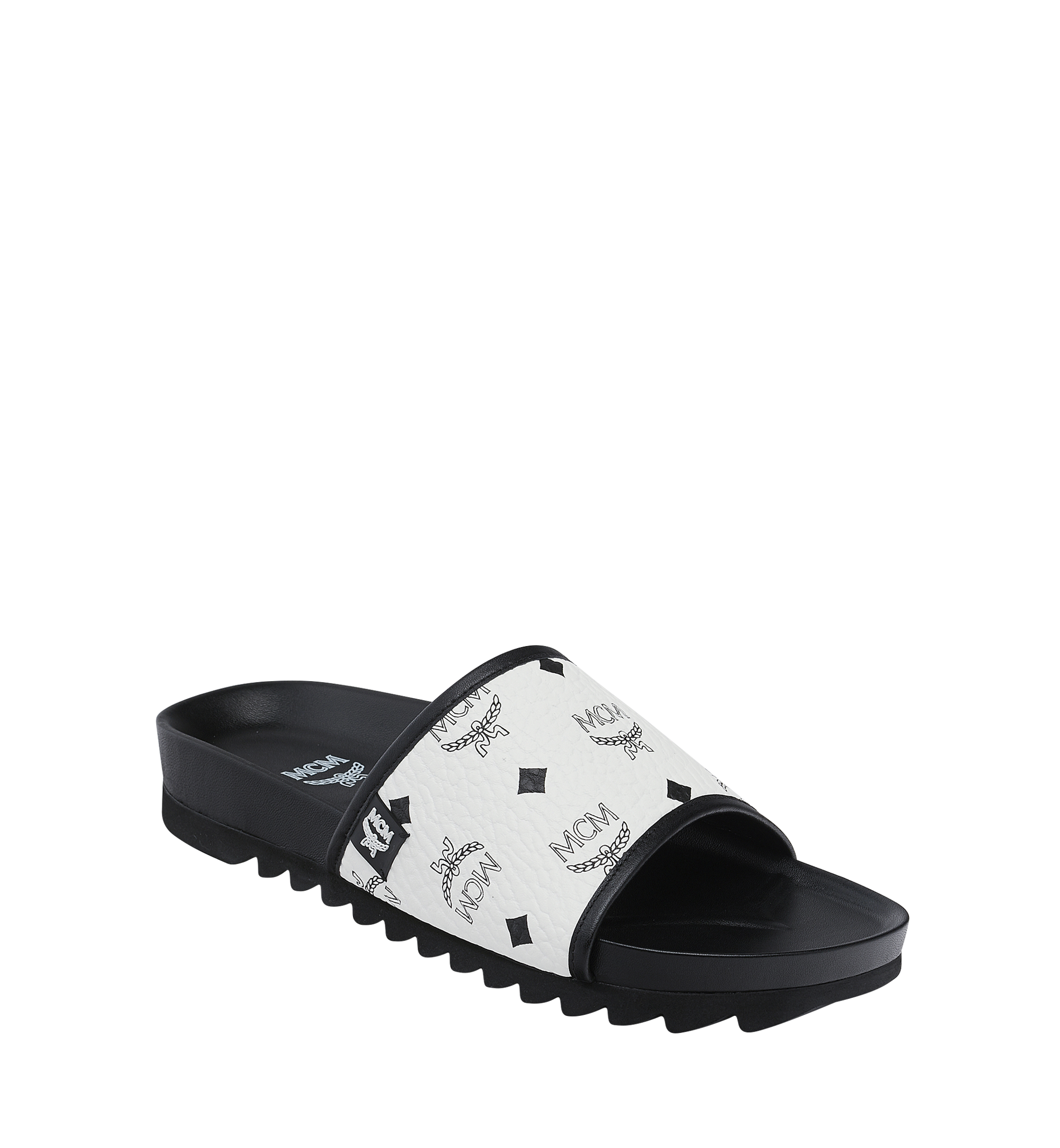 MCM Claquettes en Visetos pour homme White MEX9S2K05WT043 Plus de photos 1
