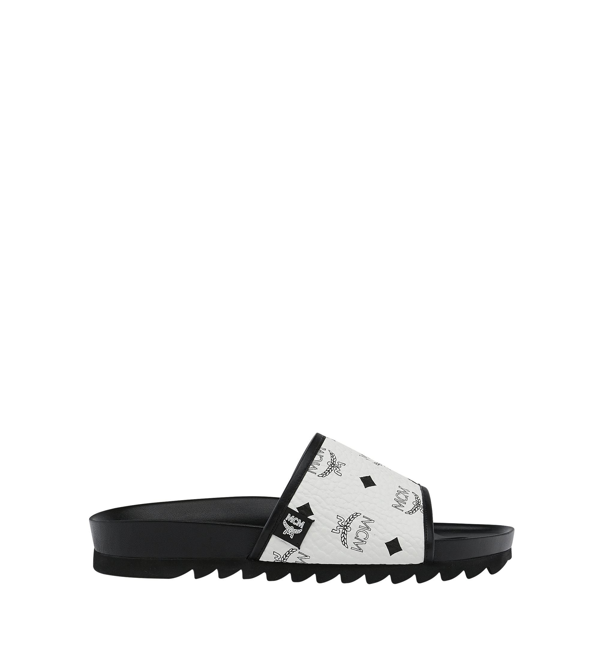 MCM Claquettes en Visetos pour homme White MEX9S2K05WT043 Plus de photos 1