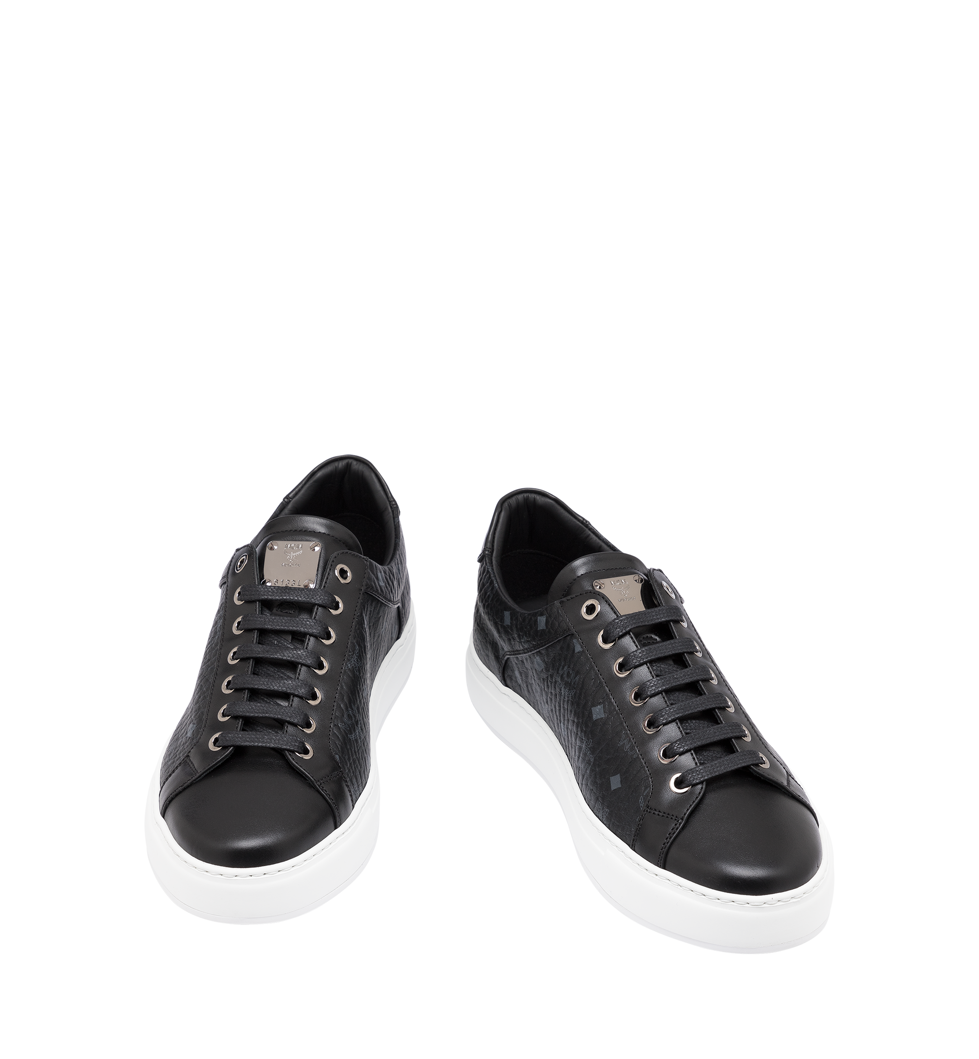 44 It Men S Classic Low Top Sneakers In Visetos Black Mcm Tw