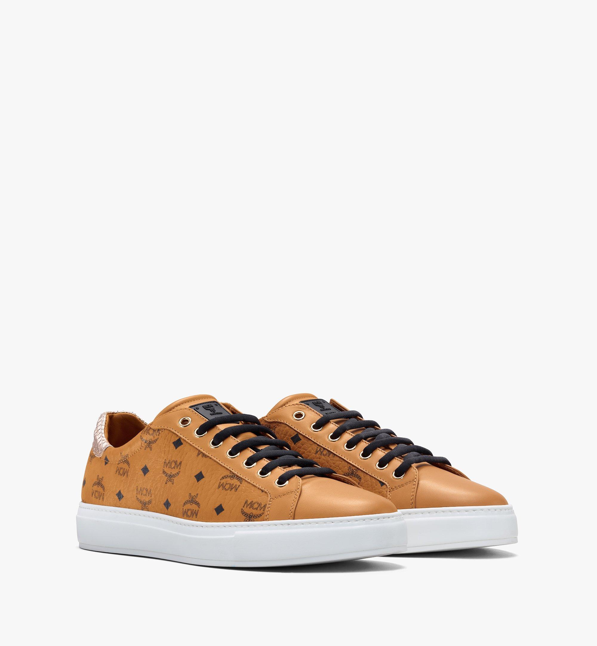 Mcm Derby Visetos Low Top Sneakers Cognac