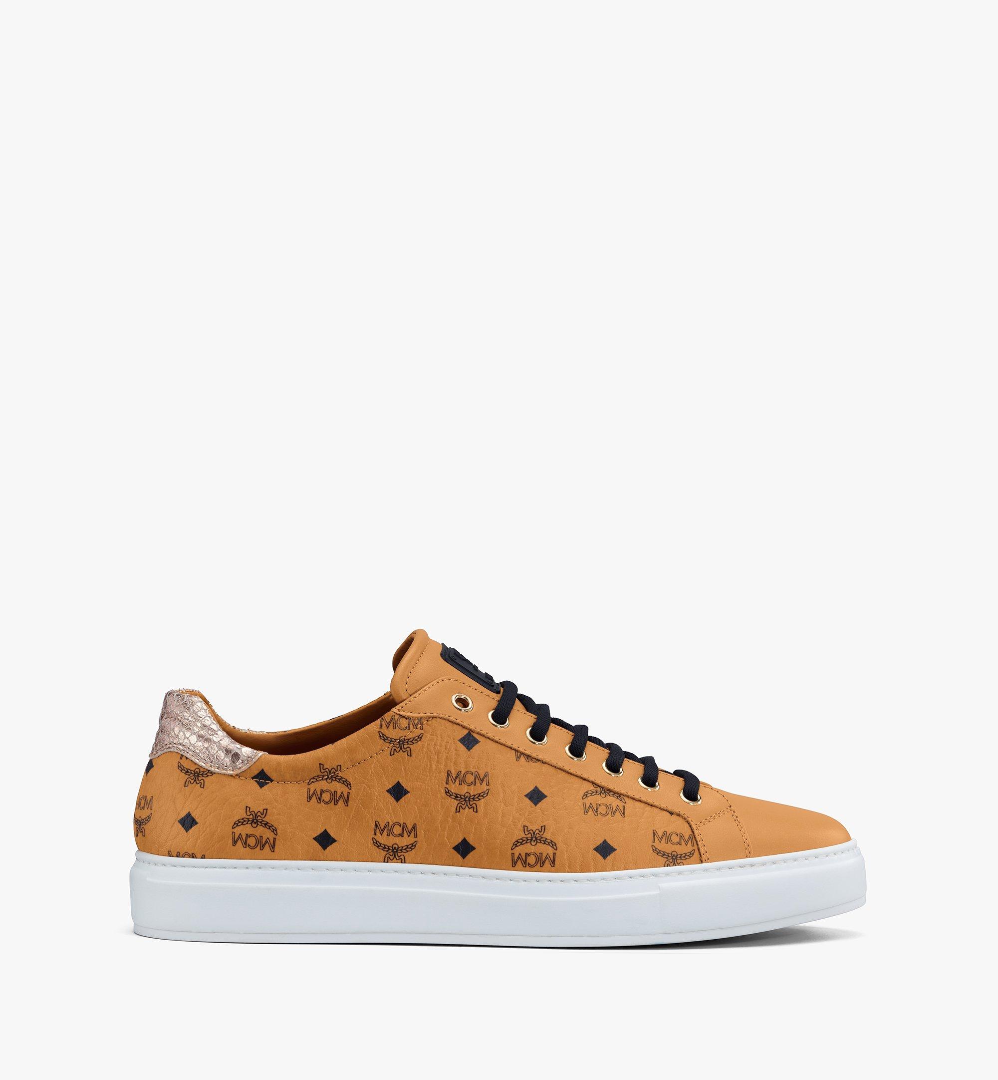 Mcm Derby Visetos Low Top Sneakers Cognac