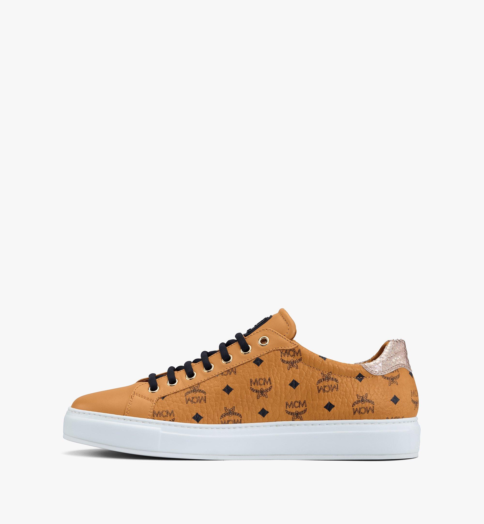 Mcm Derby Visetos Low Top Sneakers Cognac