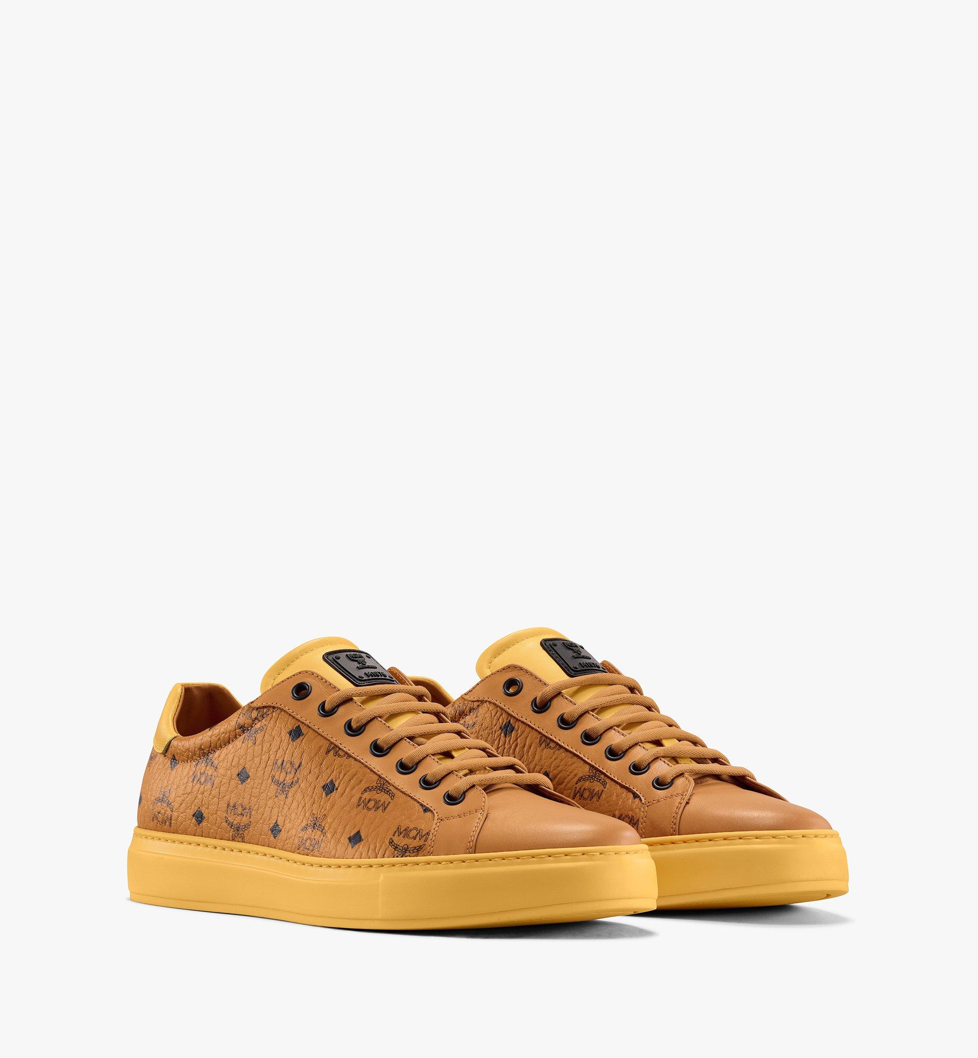 Mcm Derby Visetos Low Top Sneakers Cognac